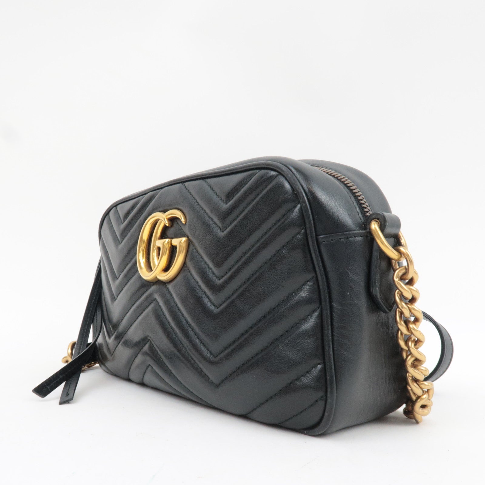 GUCCI GG Marmont Leather Shoulder Bag Black 447632