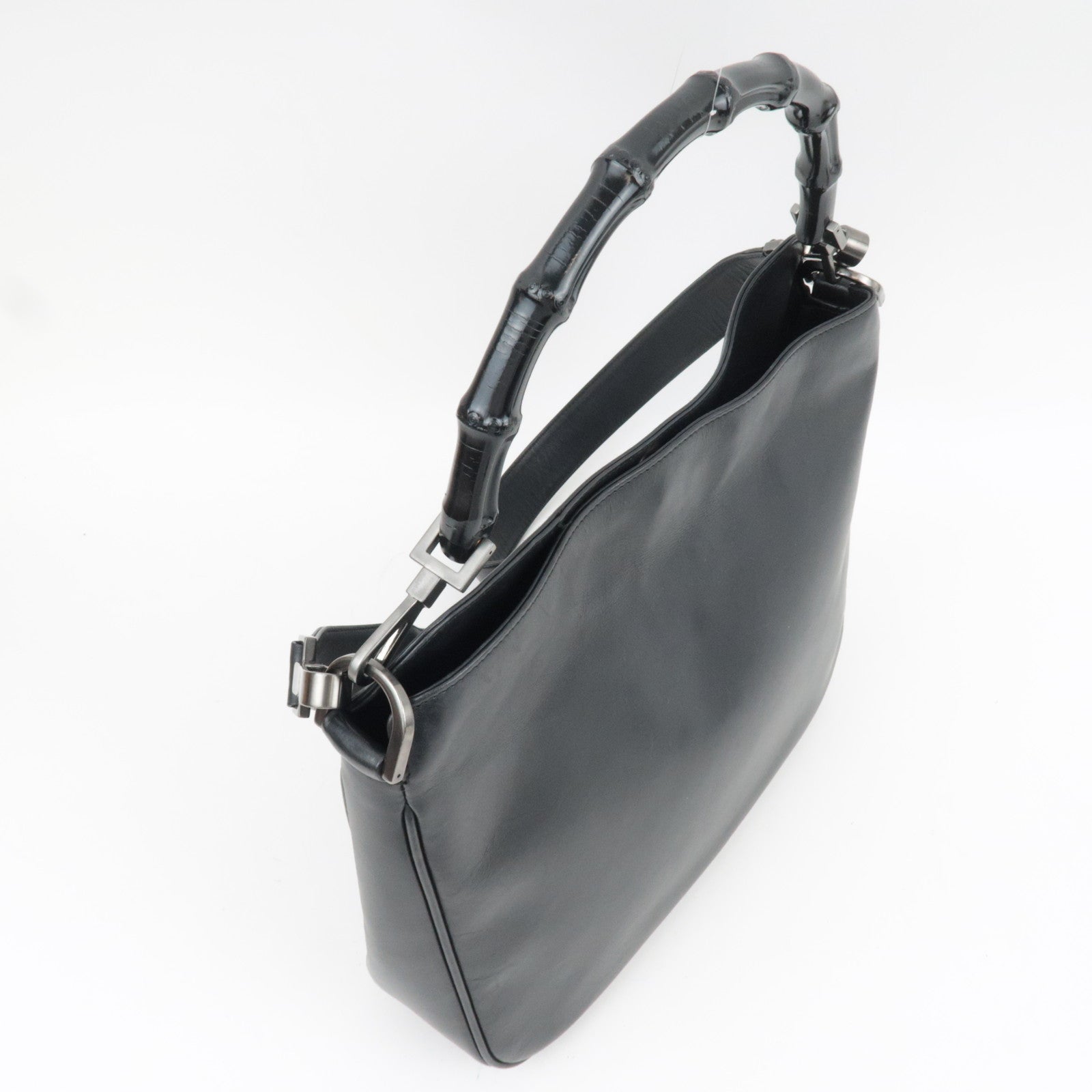 GUCCI Bamboo Leather 2Way Handbag Black 001.1638.001364 *Strap