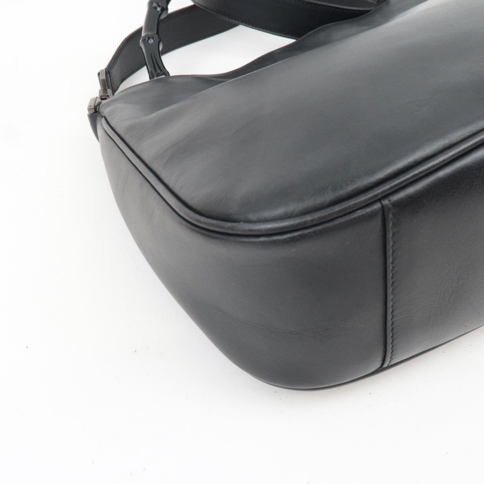 GUCCI Bamboo Leather 2Way Handbag Black 001.1638.001364 *Strap