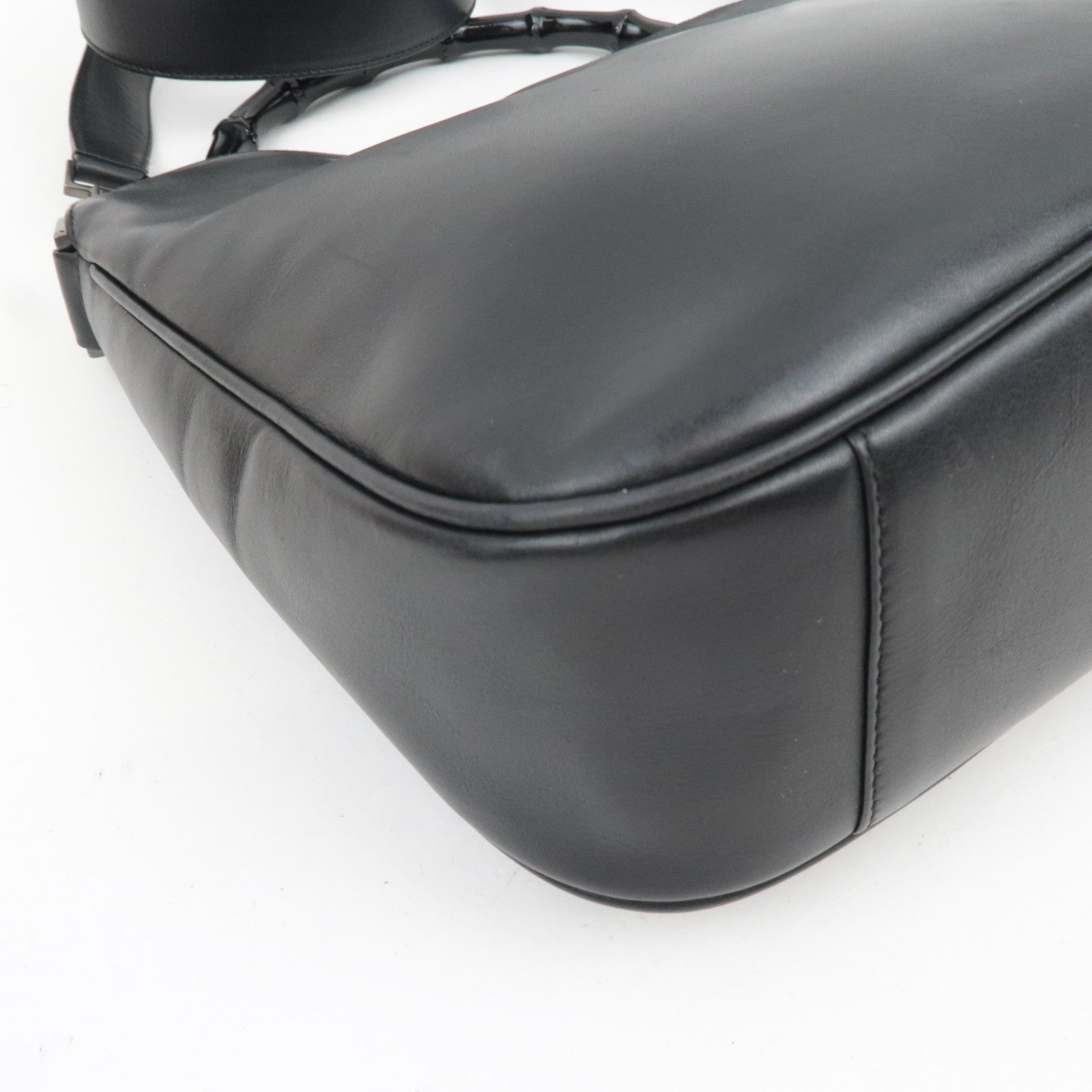 GUCCI Bamboo Leather 2Way Handbag Black 001.1638.001364 *Strap
