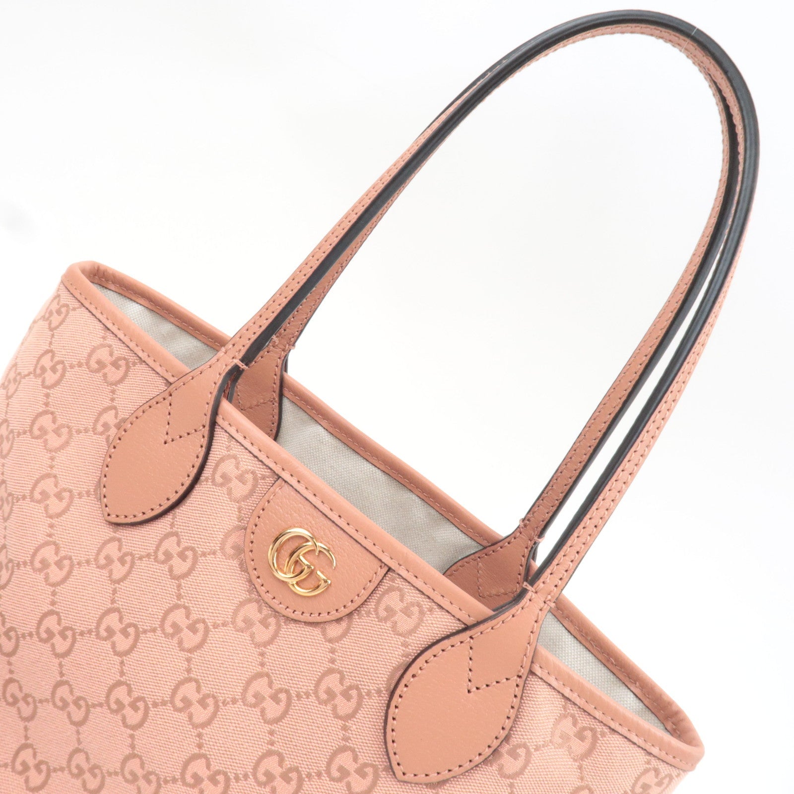 GUCCI Ophidia Canvas Leather Tote Bag GG Pink 742102 *Dust bag