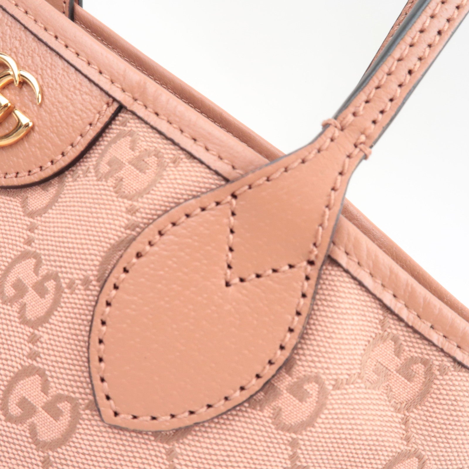 GUCCI Ophidia Canvas Leather Tote Bag GG Pink 742102 *Dust bag