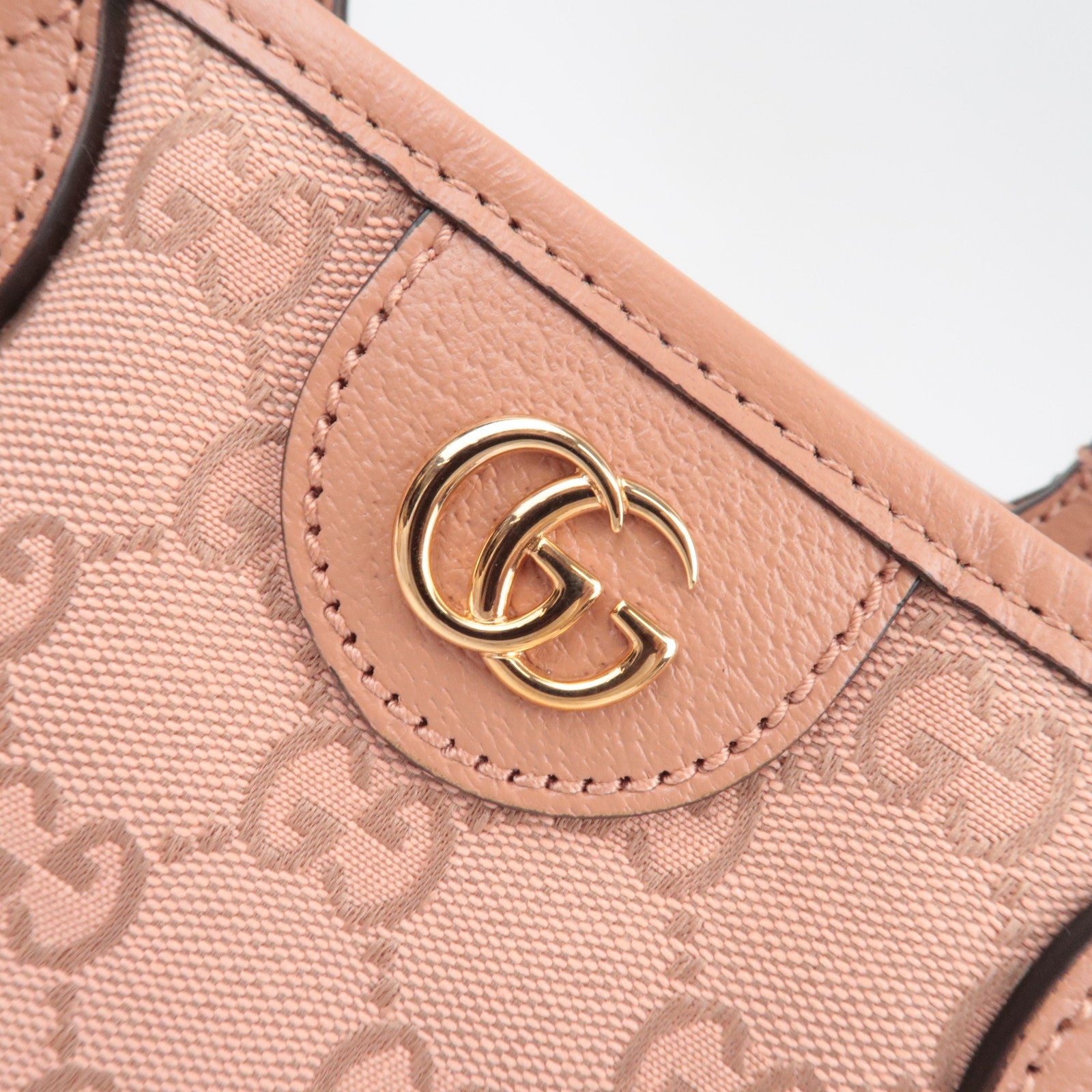 GUCCI Ophidia Canvas Leather Tote Bag GG Pink 742102 *Dust bag