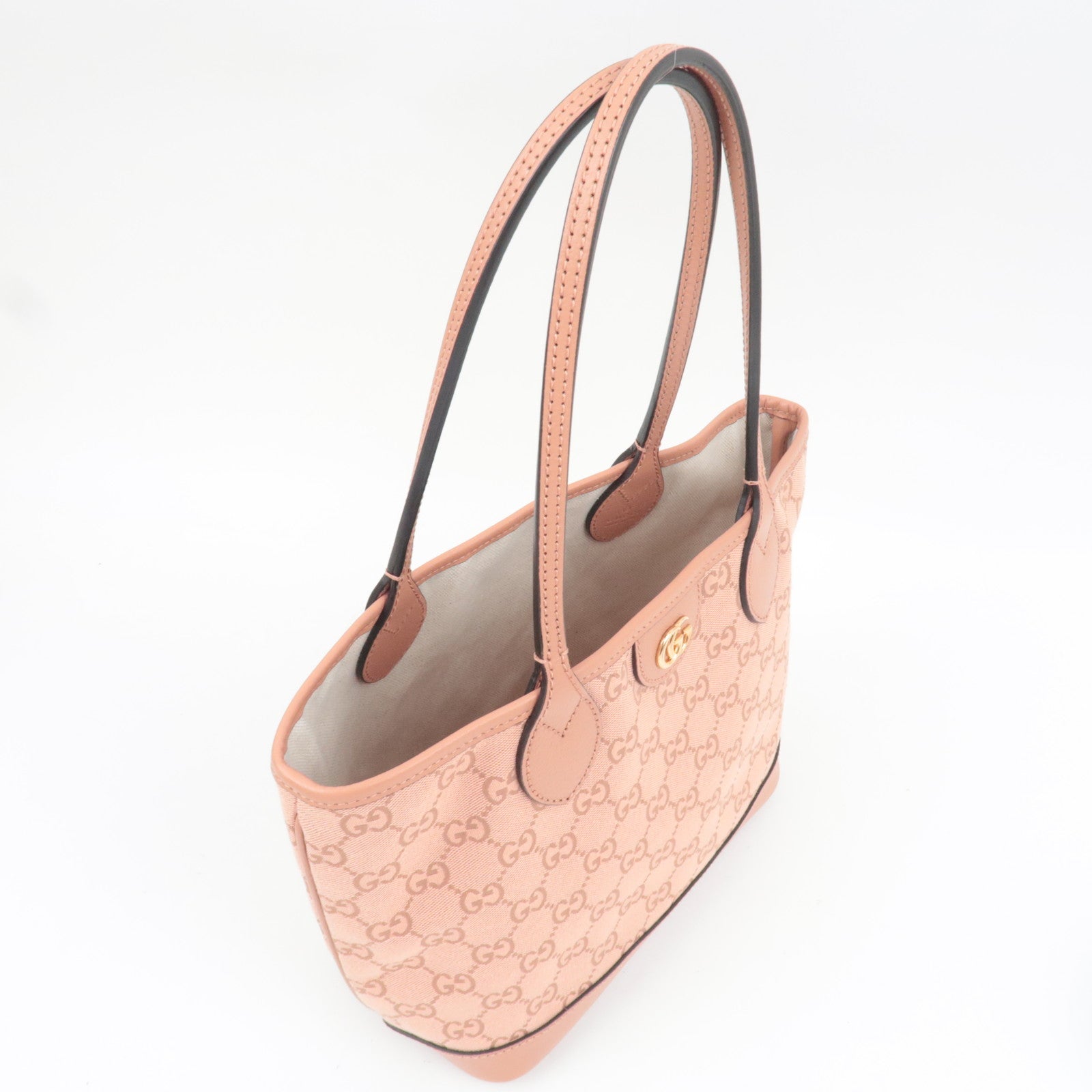 GUCCI Ophidia Canvas Leather Tote Bag GG Pink 742102 *Dust bag