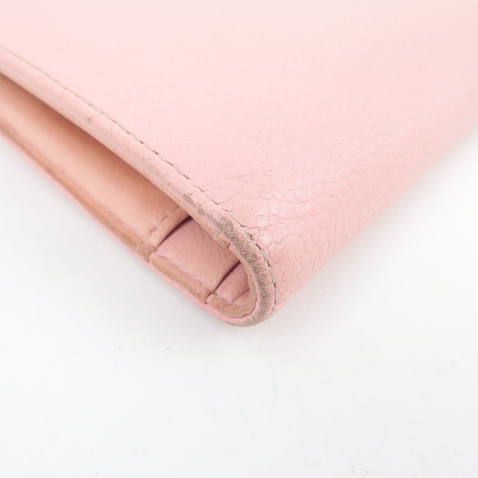 CHANEL Coco Mark Kiss Lock Caviarskin Bifold Wallet Pink Gold HDW 9170189 *G card