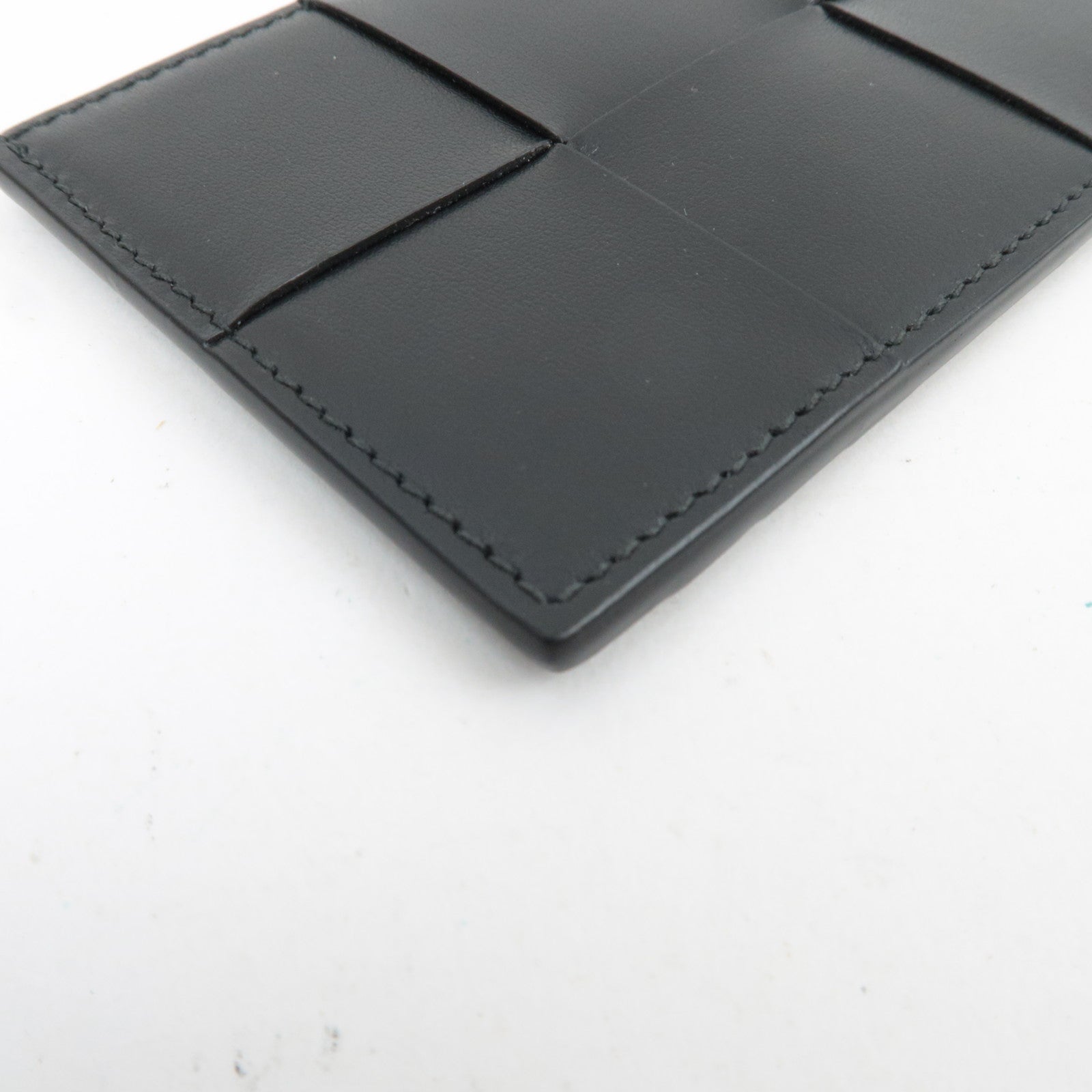 BOTTEGA VENETA Cassette Leather Card Case Black 742693