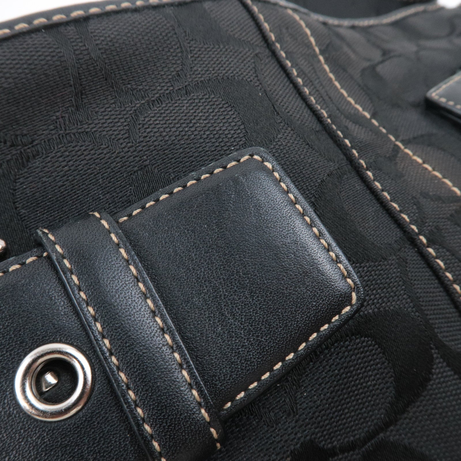 COACH Set of 3 Signature Shoulder Bag Canvas Leather Black Beige Brown