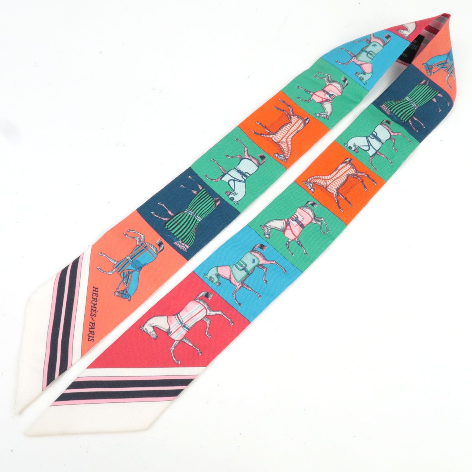 HERMES Twilly Scarf Couvertures Nouvelles 100% Silk Multicolor