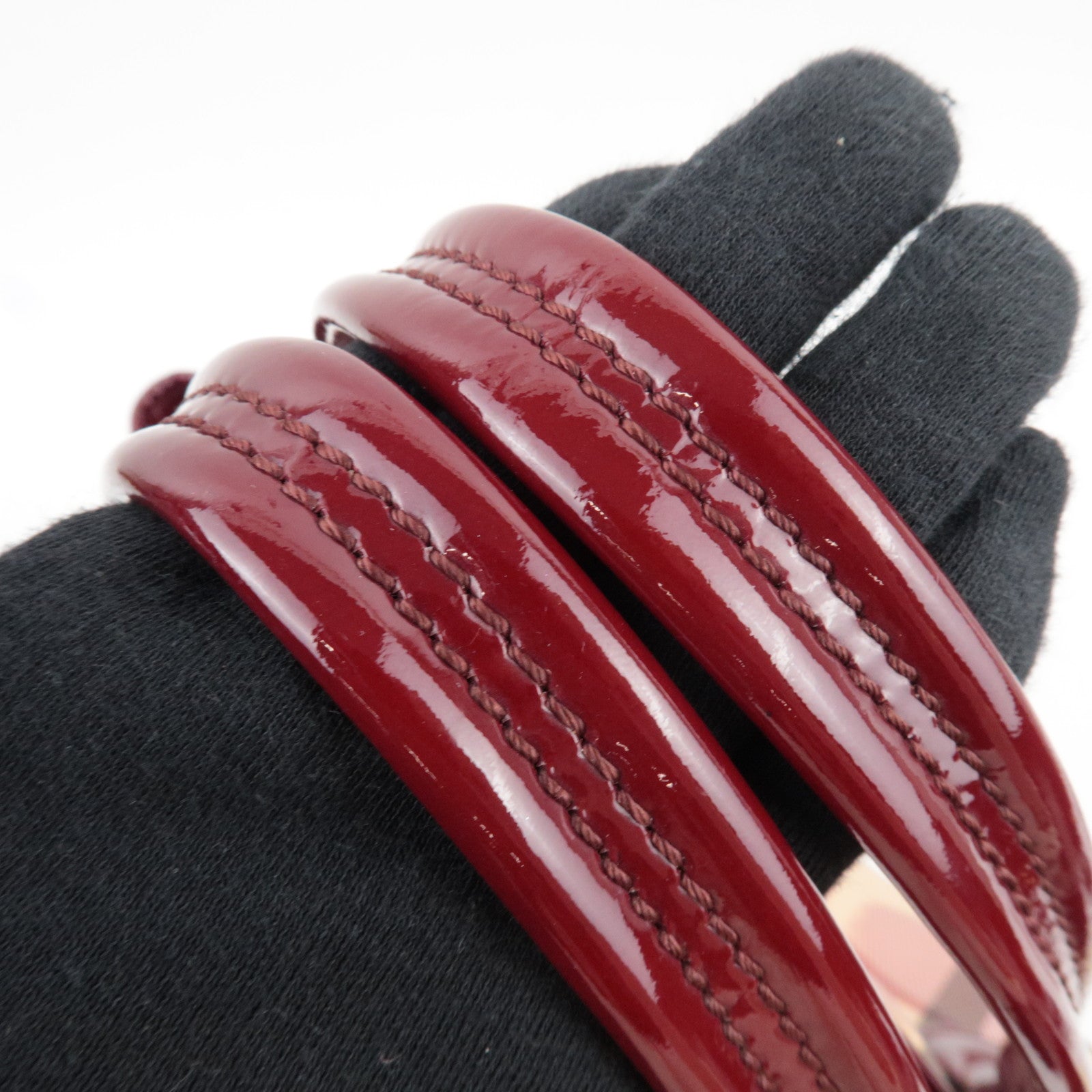 BURBERRY Heart Nova Plaid Tote Bag PVC Patnet Beige Bordeaux