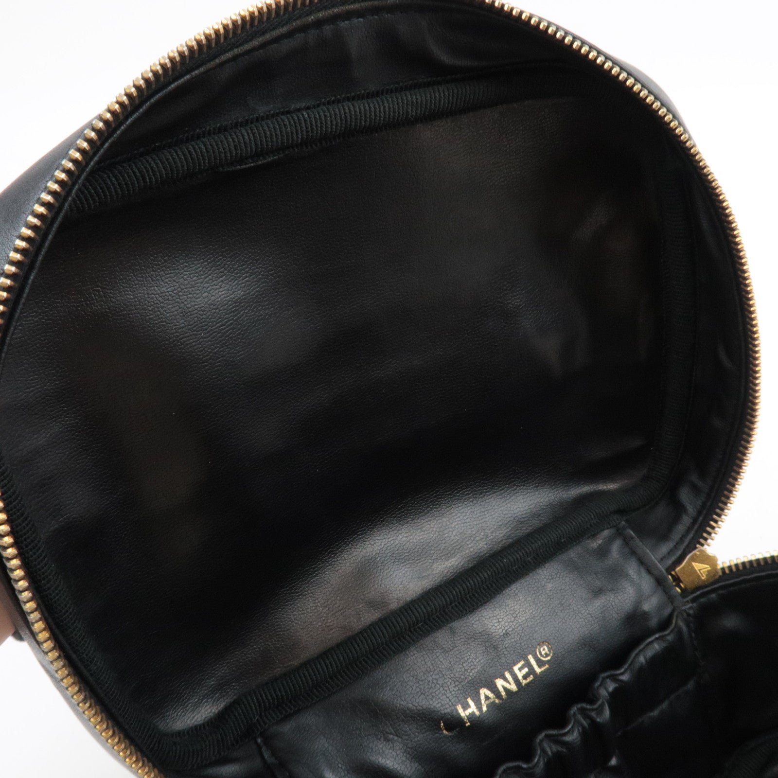 CHANEL Bicolore Leather Vanity Bag Black Gold HDW A01618 3458890