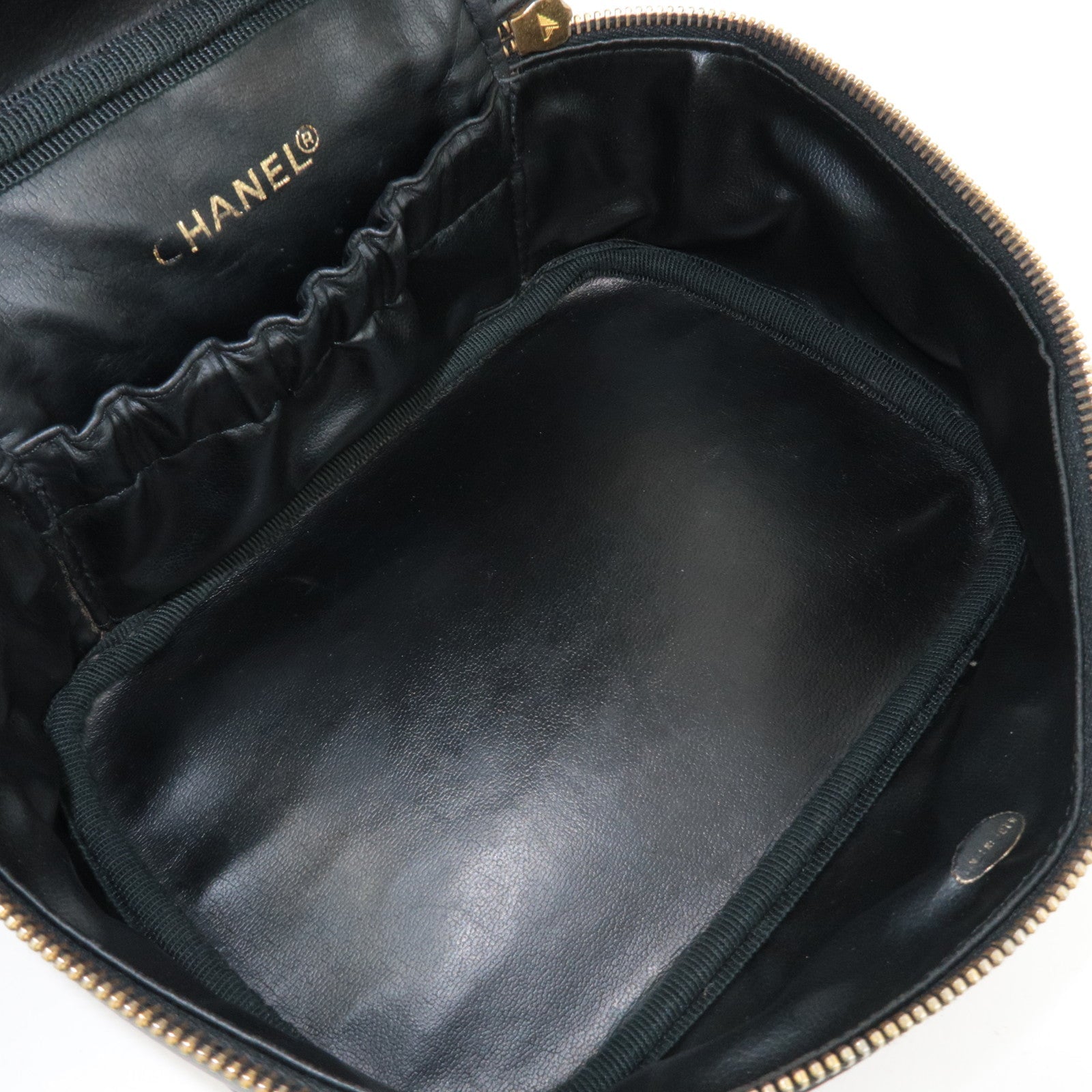 CHANEL Bicolore Leather Vanity Bag Black Gold HDW A01618 3458890