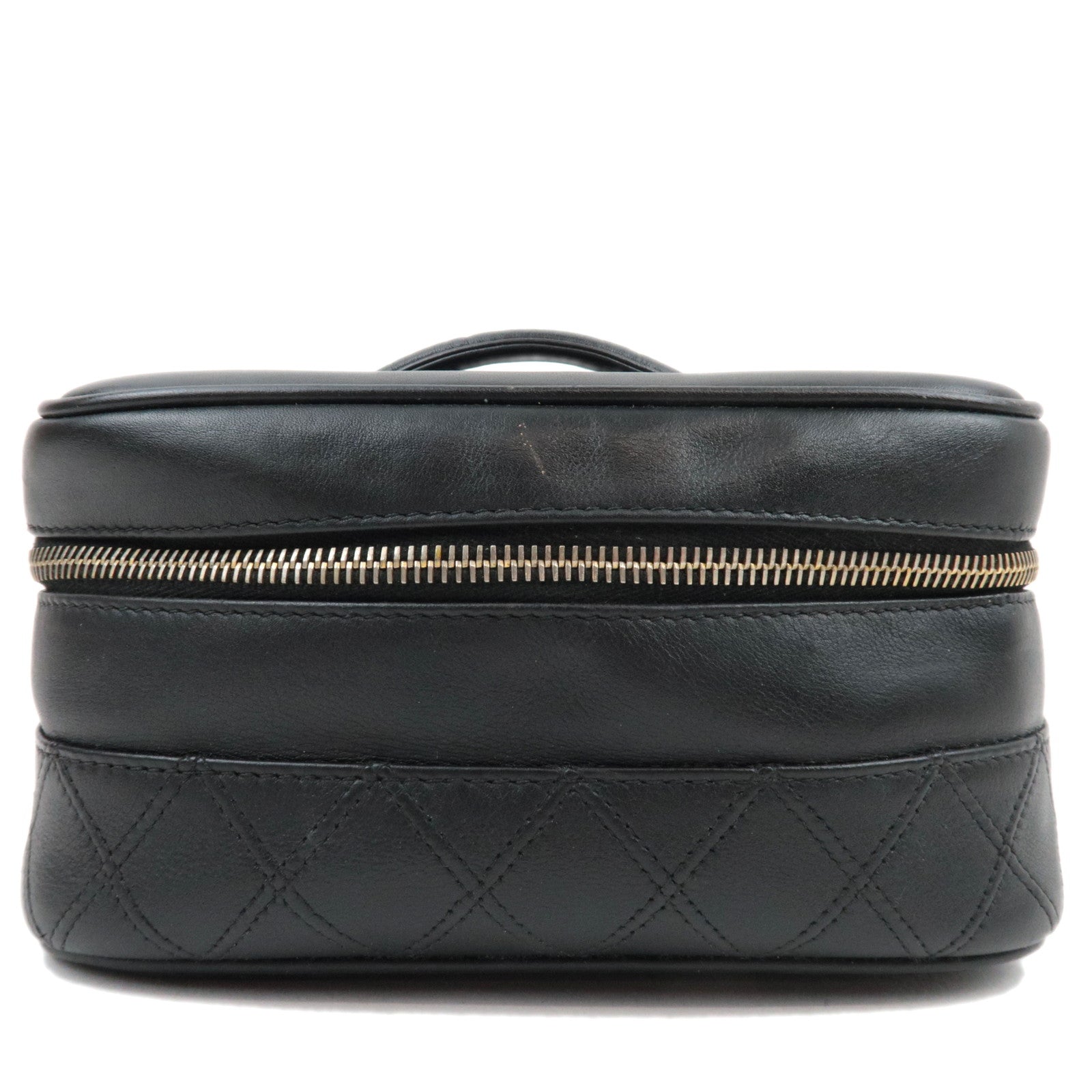 CHANEL Bicolore Leather Vanity Bag Black Gold HDW A01618 345889082398