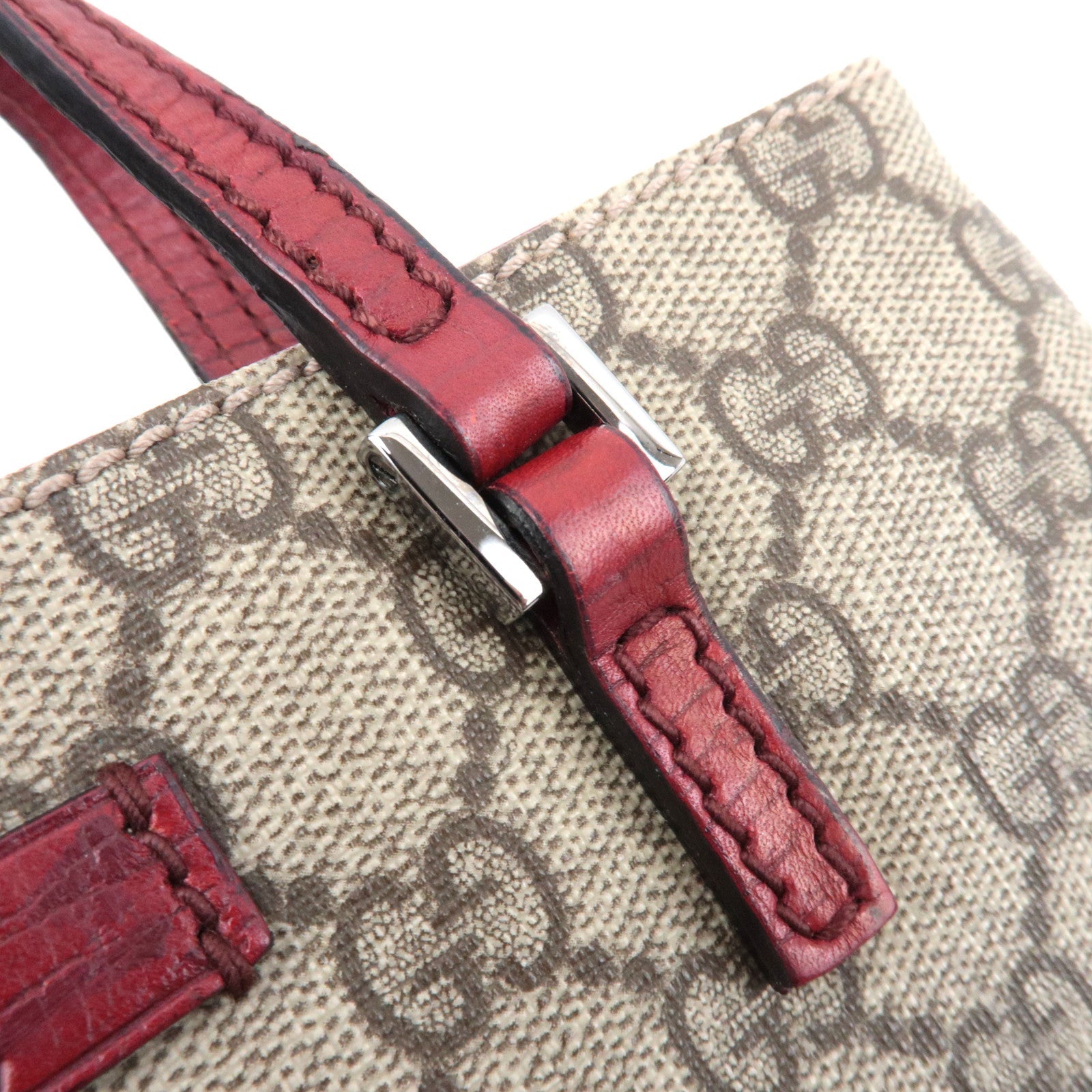 GUCCI Handbag GG Supreme Leather Beige Bordeaux 114599