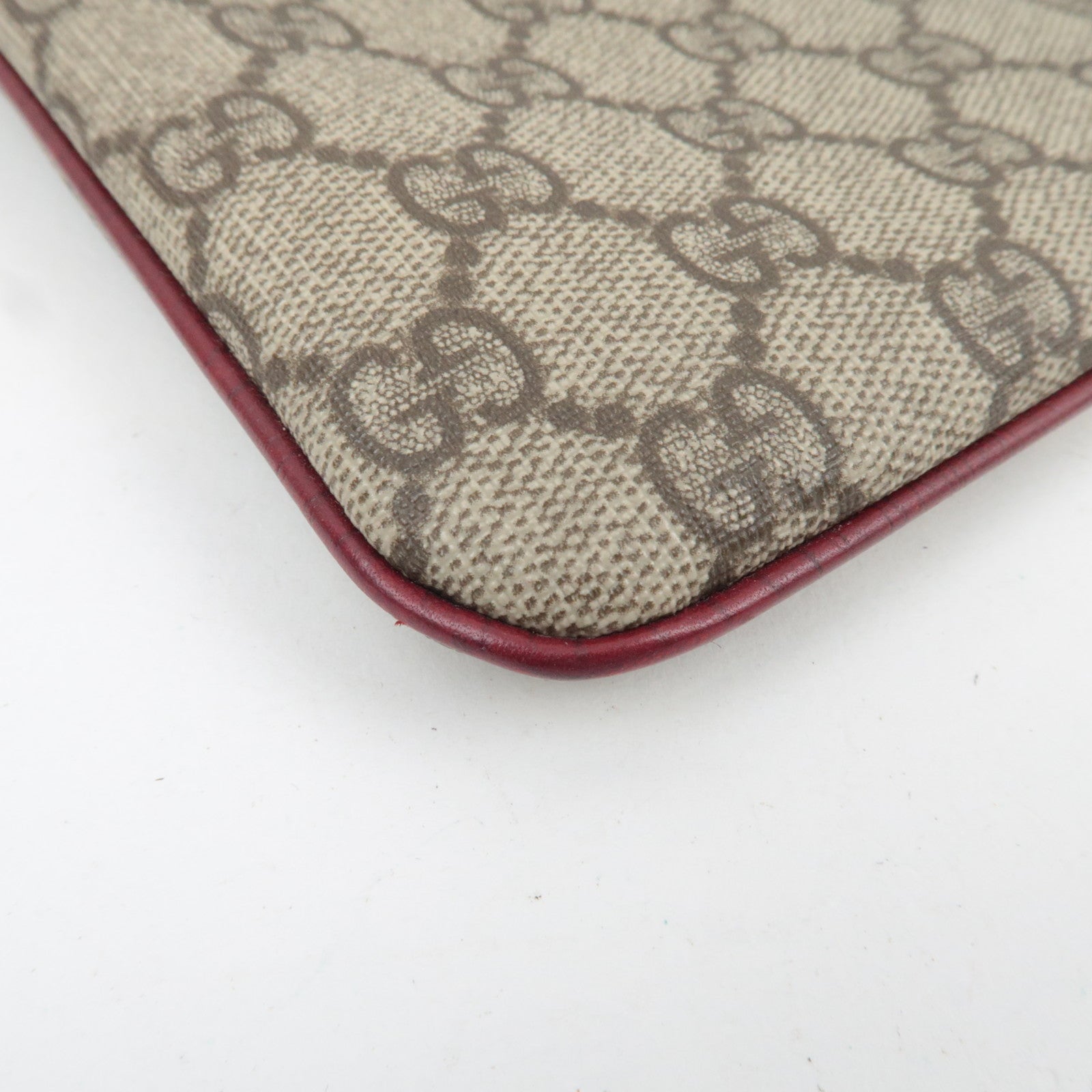 GUCCI Handbag GG Supreme Leather Beige Bordeaux 114599