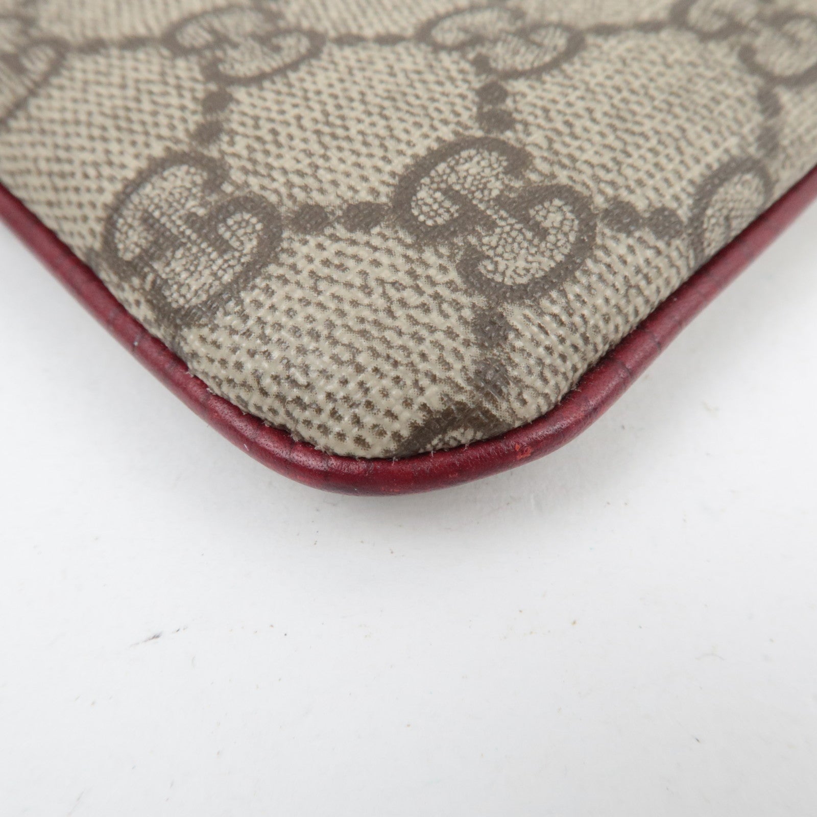 GUCCI Handbag GG Supreme Leather Beige Bordeaux 114599