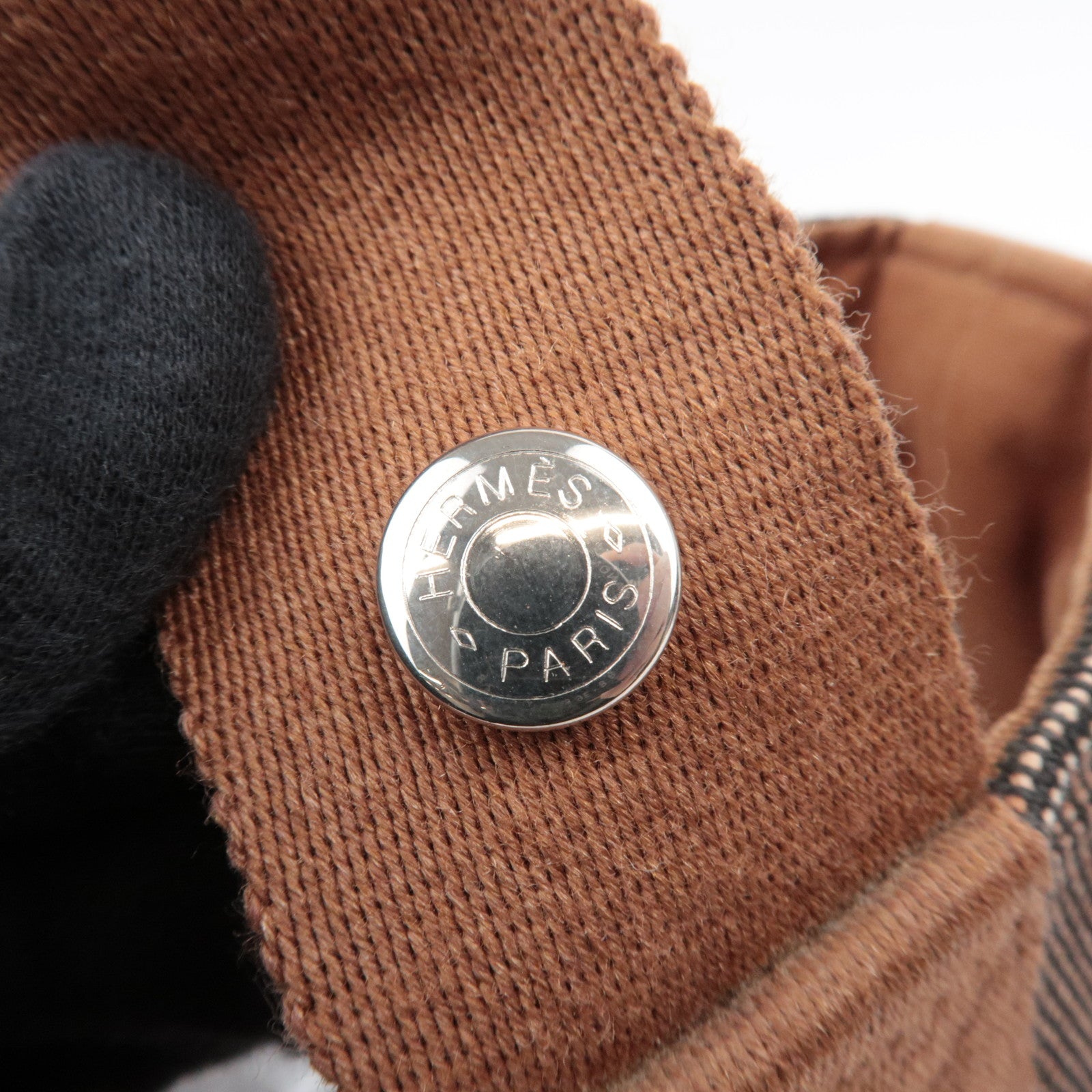 HERMES Saxo PM Canvas Handbag Brown