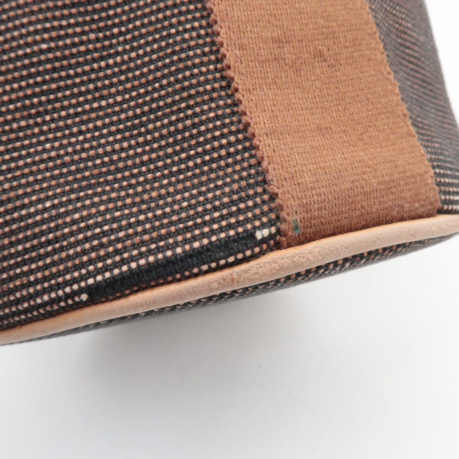 HERMES Saxo PM Canvas Handbag Brown