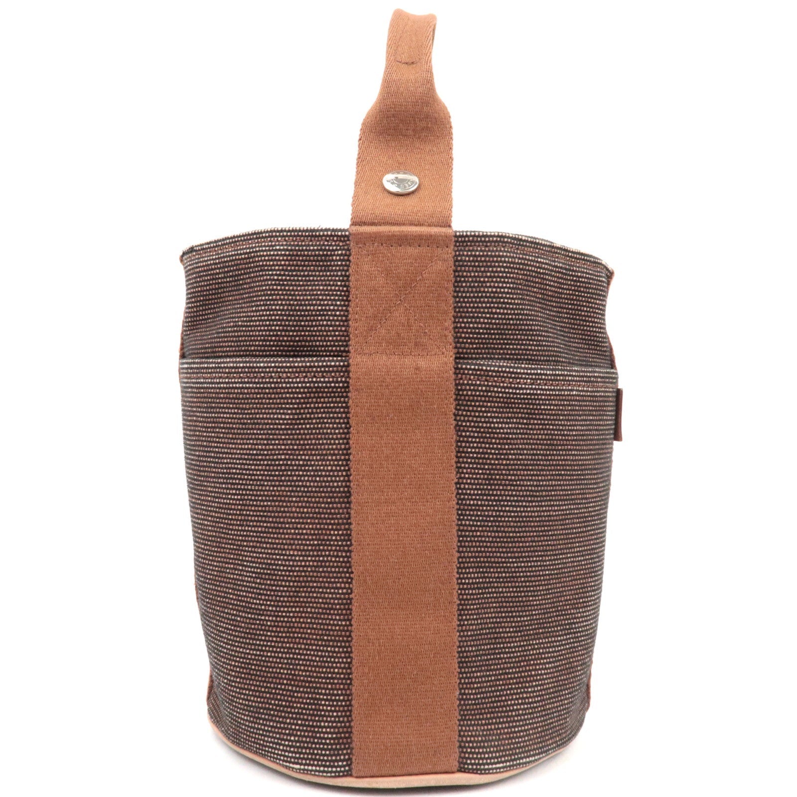 HERMES Saxo PM Canvas Handbag Brown