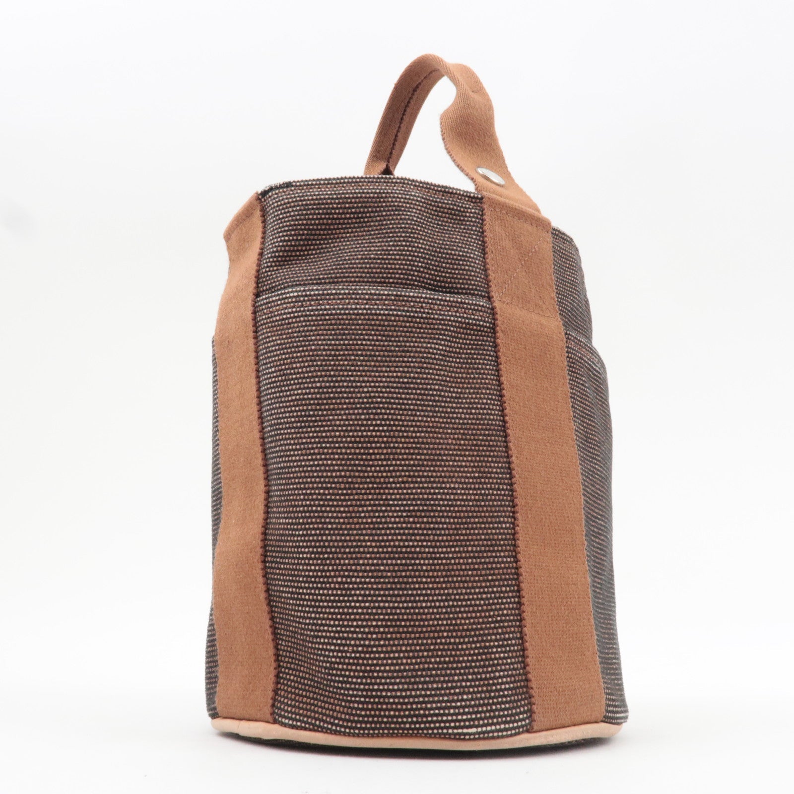 HERMES Saxo PM Canvas Handbag Brown