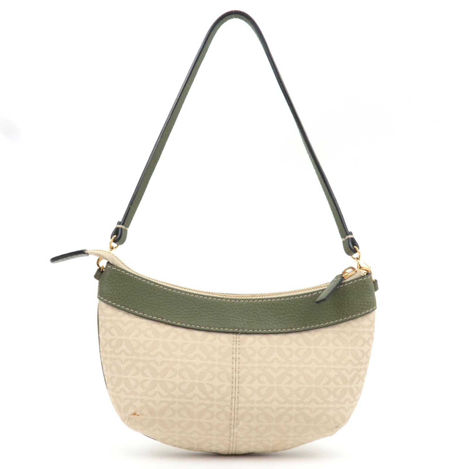 LOEWE Canvas Leather Small Shoulder Bag Beige Khaki