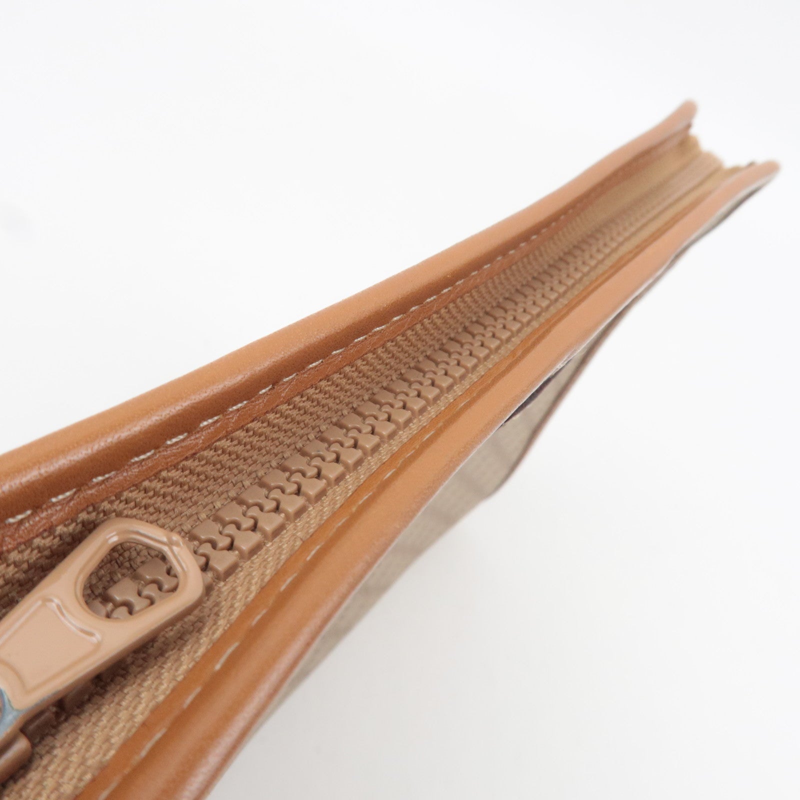 CELINE Macadam Clutch Bag PVC Leather Beige Brown