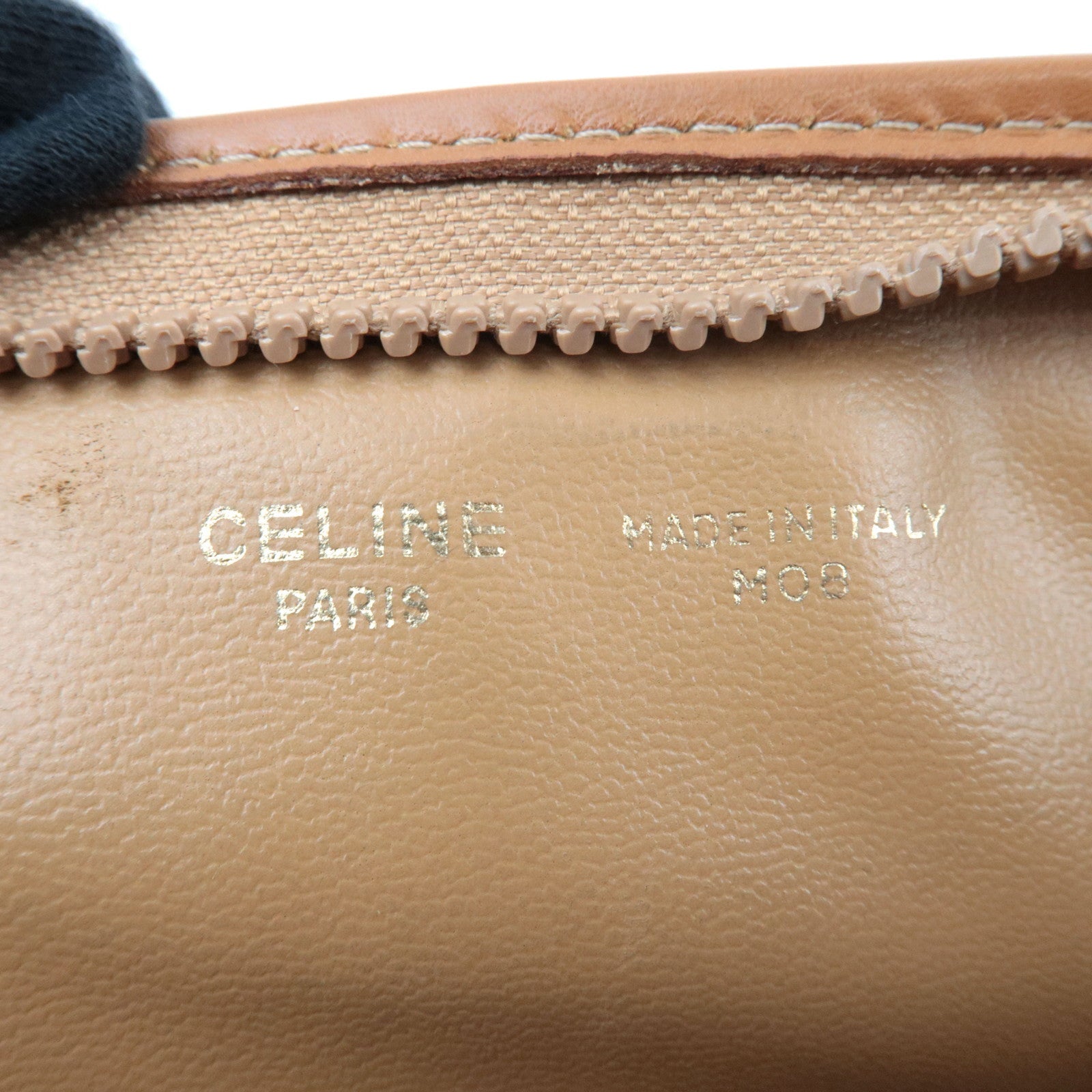 CELINE Macadam Clutch Bag PVC Leather Beige Brown