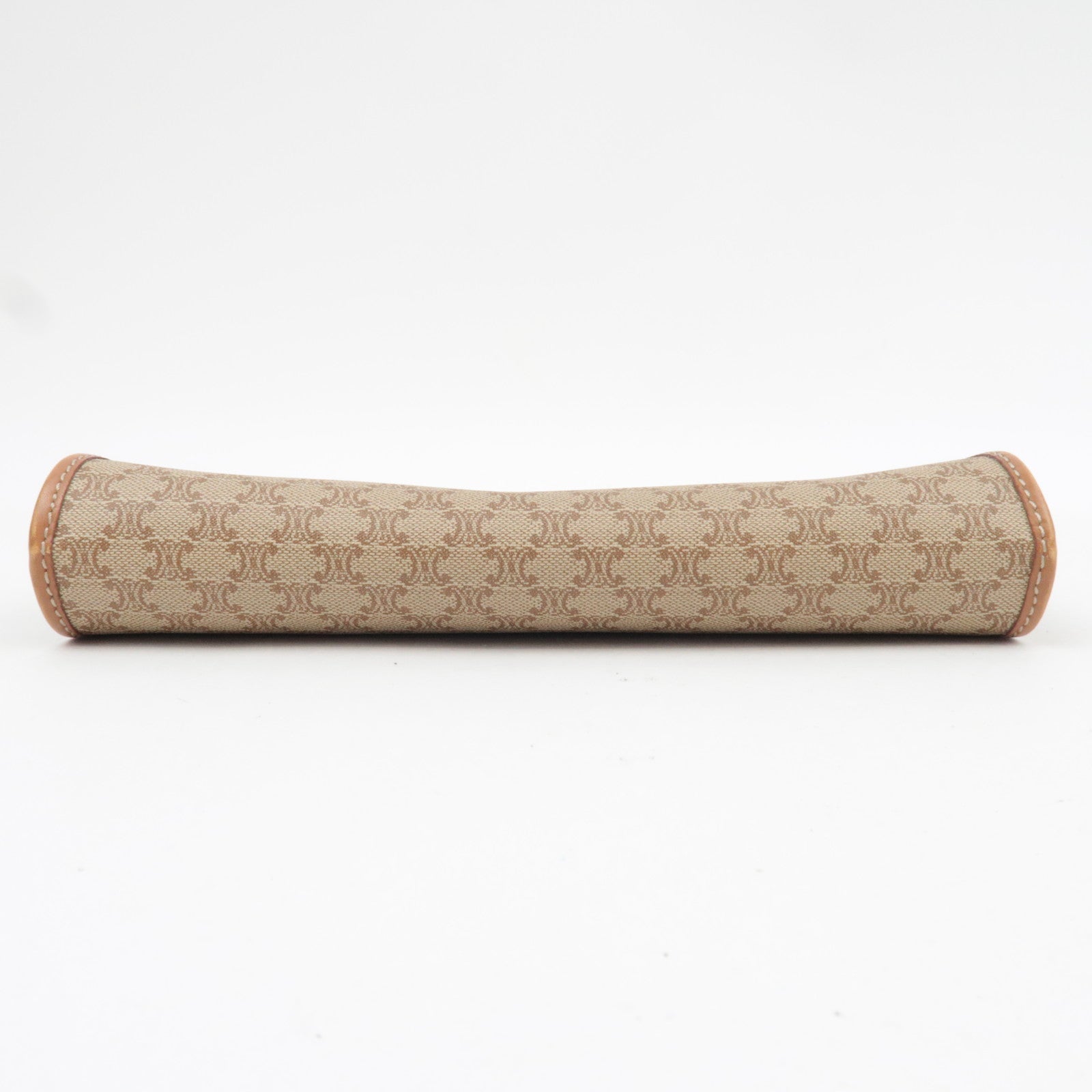 CELINE Macadam Clutch Bag PVC Leather Beige Brown