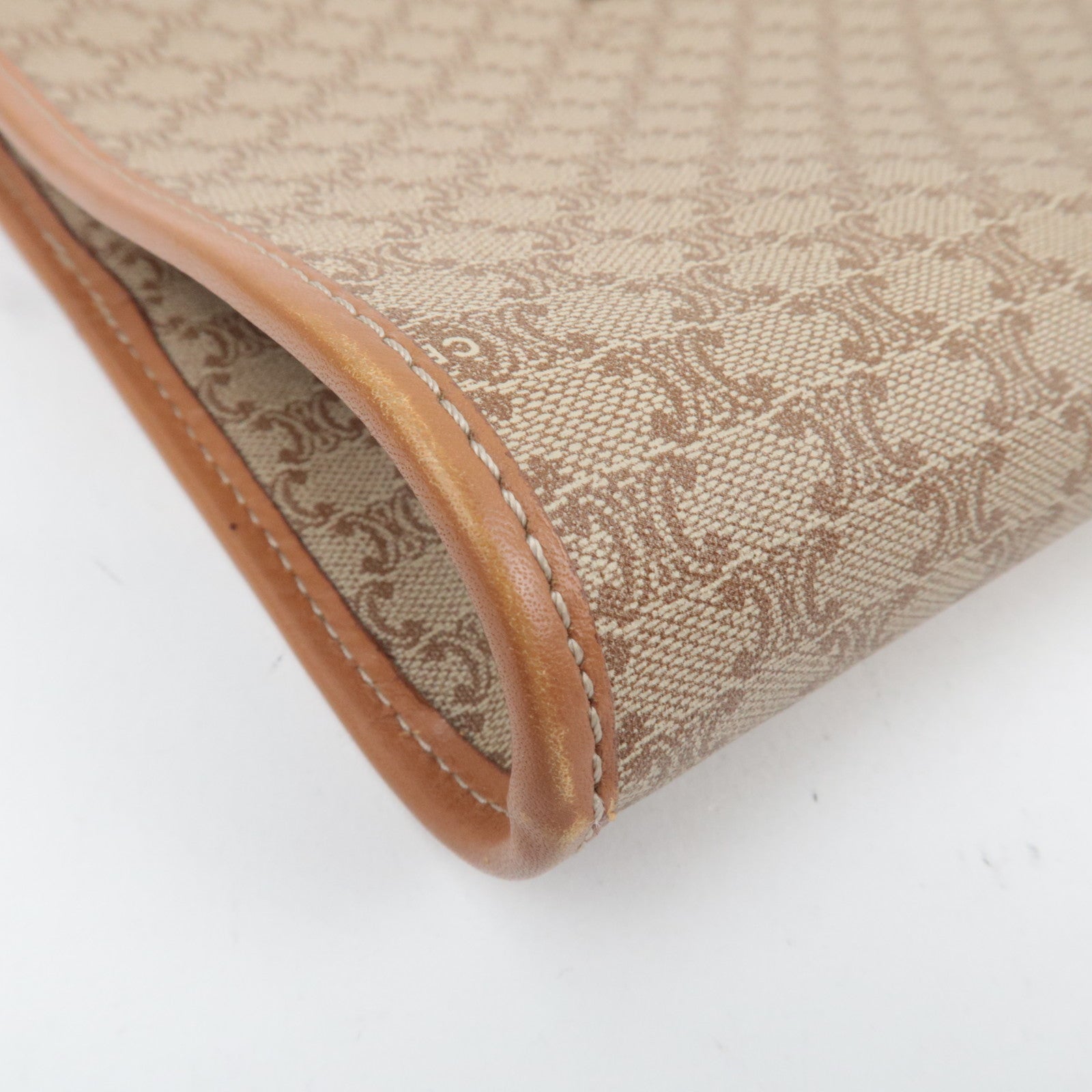 CELINE Macadam Clutch Bag PVC Leather Beige Brown