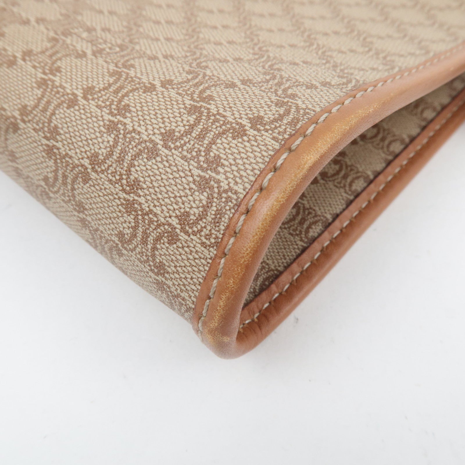 CELINE Macadam Clutch Bag PVC Leather Beige Brown