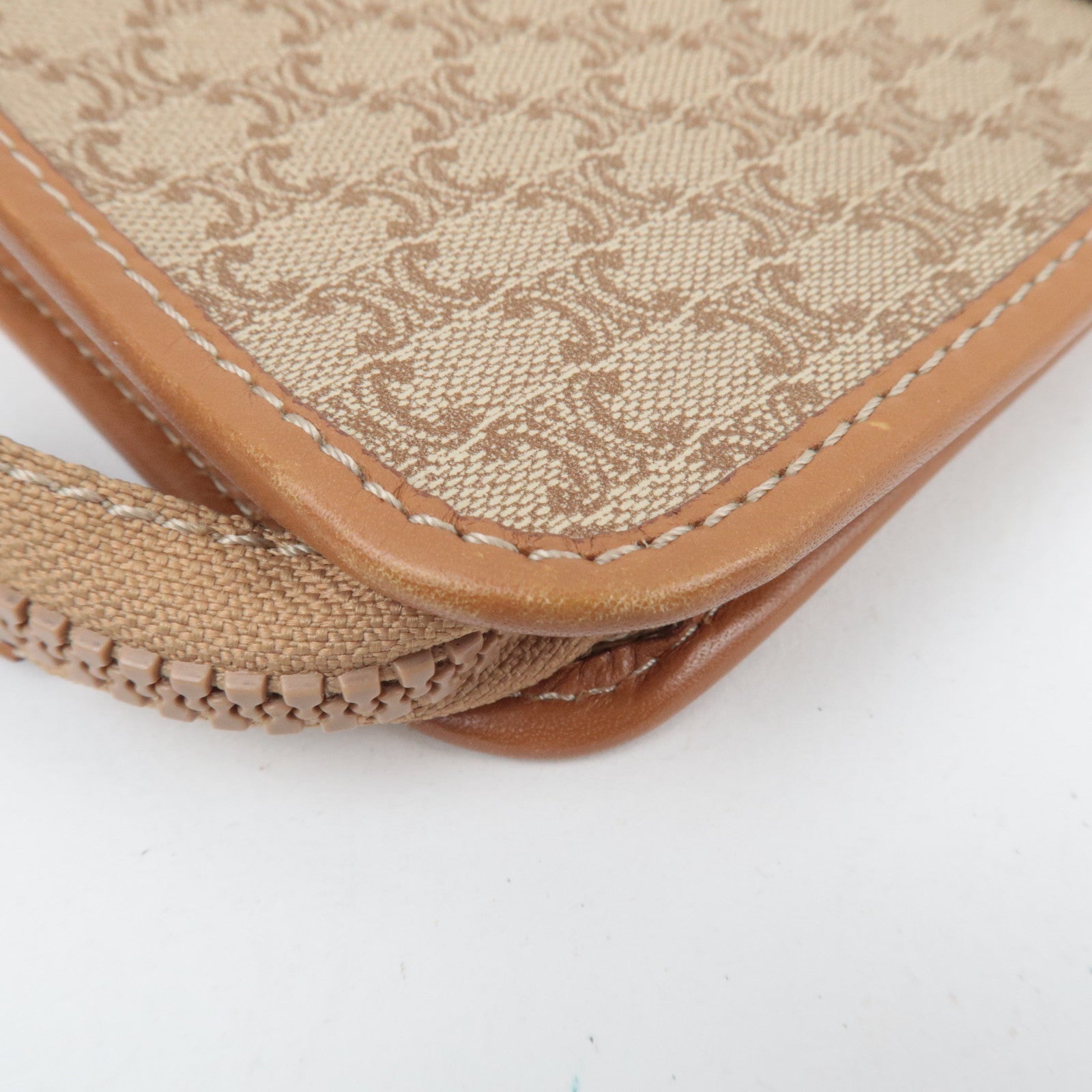 CELINE Macadam Clutch Bag PVC Leather Beige Brown