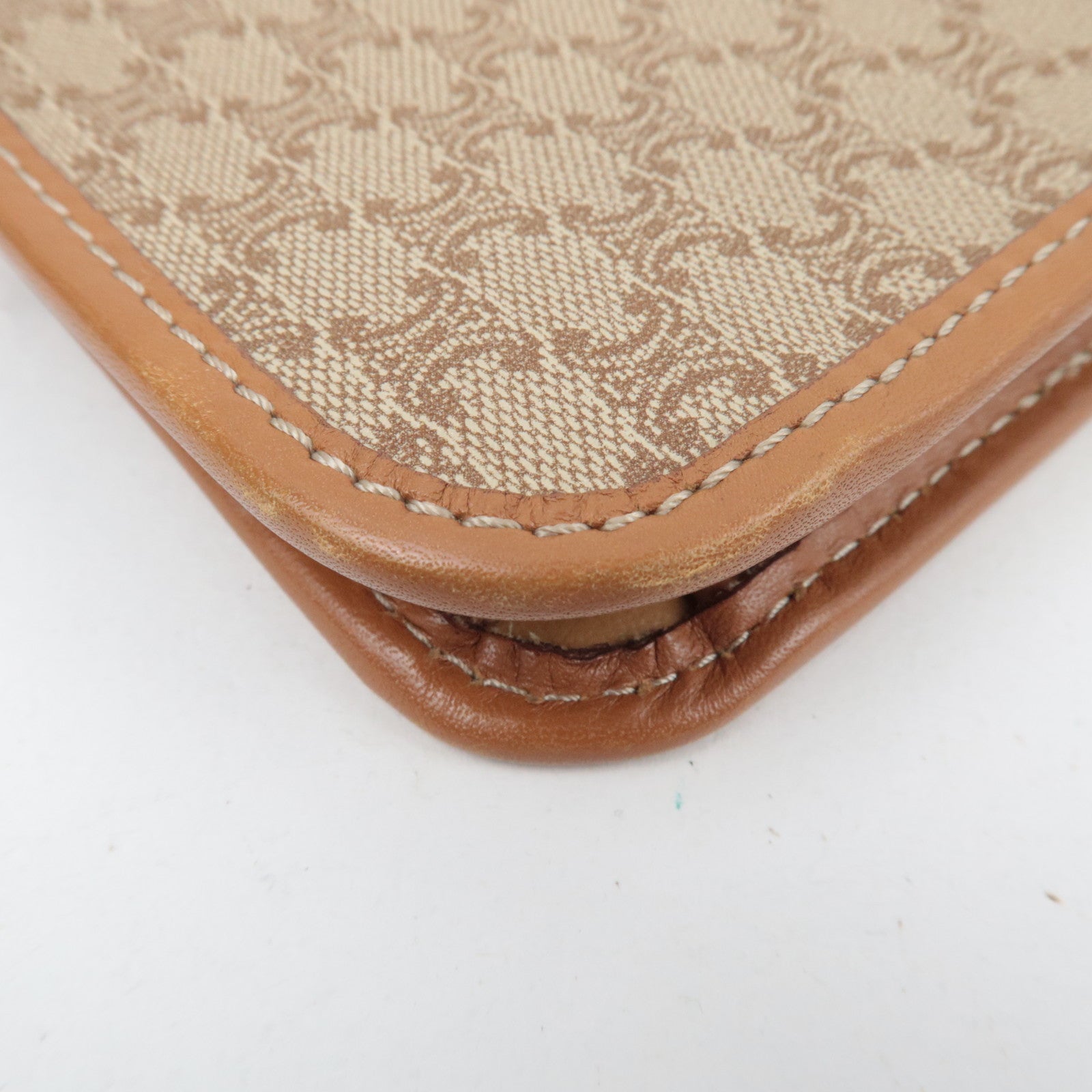 CELINE Macadam Clutch Bag PVC Leather Beige Brown