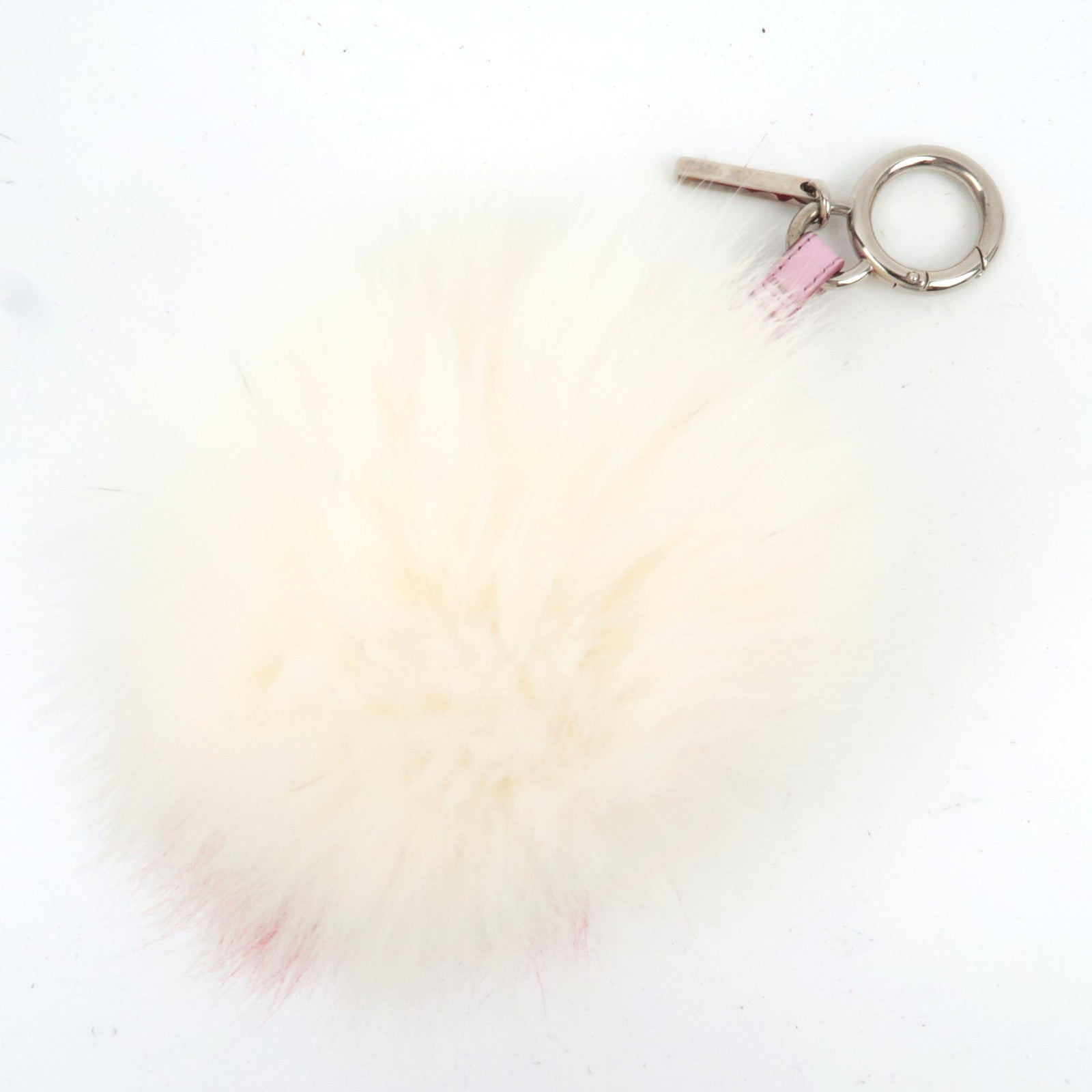 FENDI Heart Studs Pompom Charm Fur White Red Pink