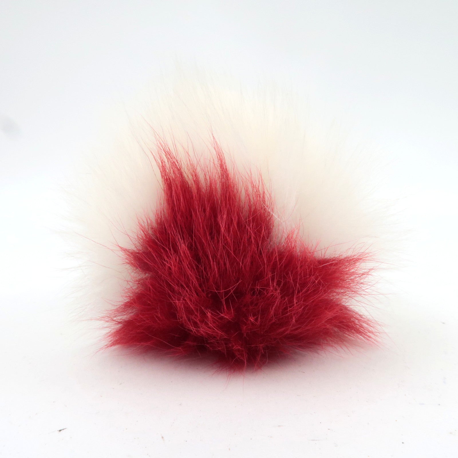 FENDI Heart Studs Pompom Charm Fur White Red Pink