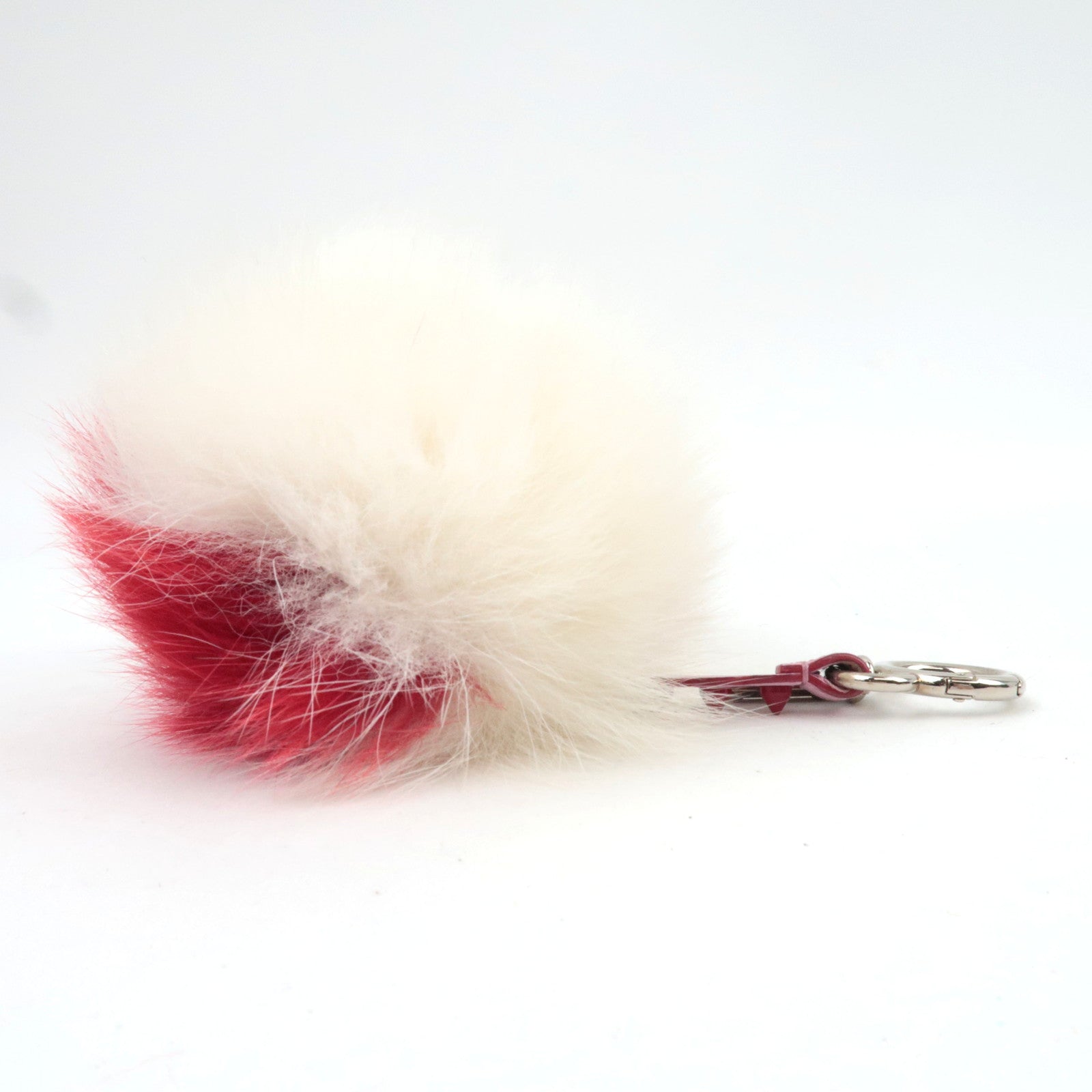 FENDI Heart Studs Pompom Charm Fur White Red Pink