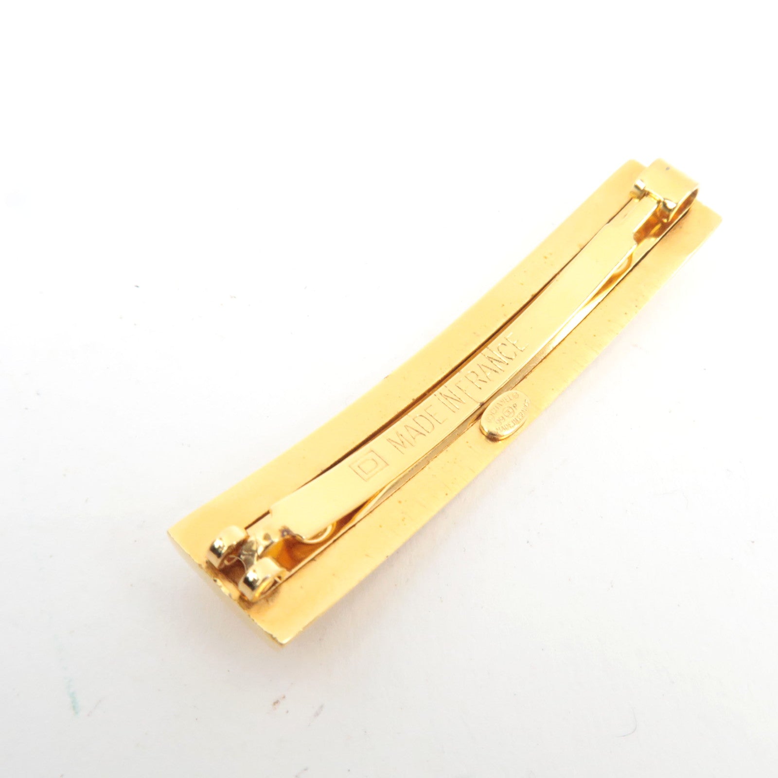 CHANEL Logo Mini Barrette Metal Hair Clip 99P Gold