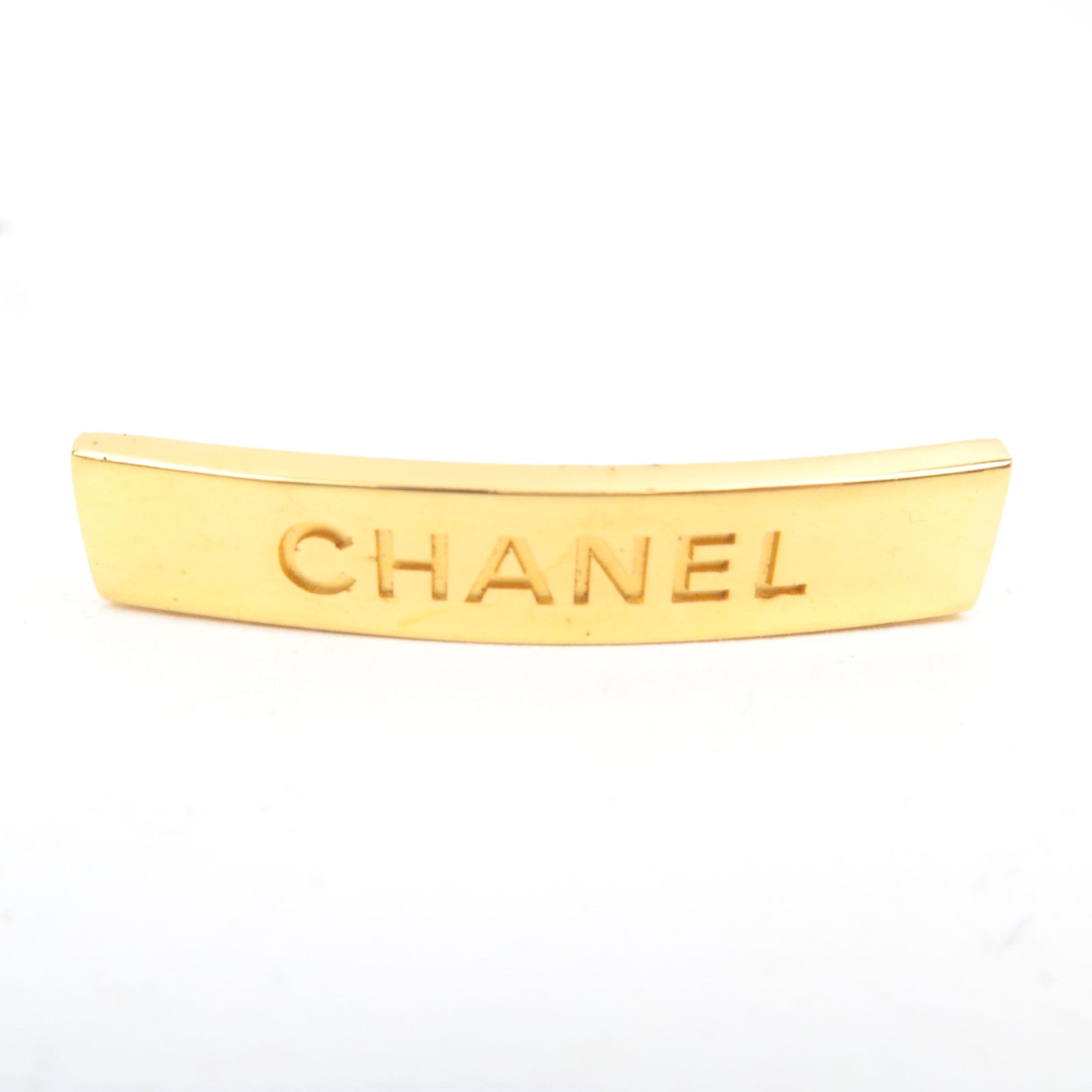 CHANEL Logo Mini Barrette Metal Hair Clip 99P Gold
