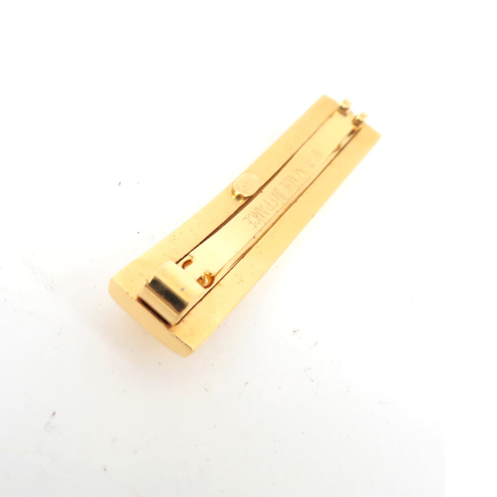 CHANEL Logo Mini Barrette Metal Hair Clip 99P Gold
