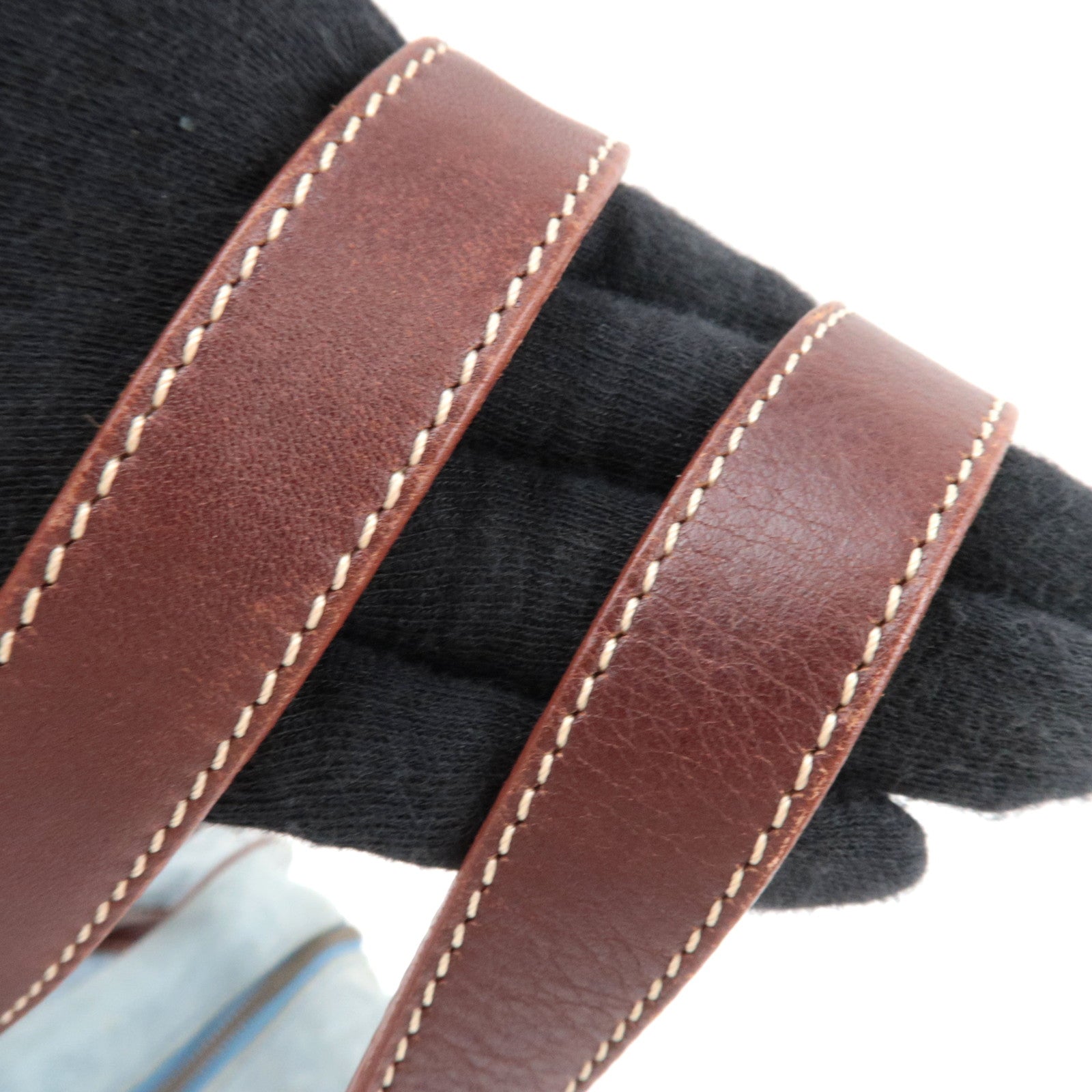 CELINE C Macadam Suede Leather Shoulder Bag Blue Brown