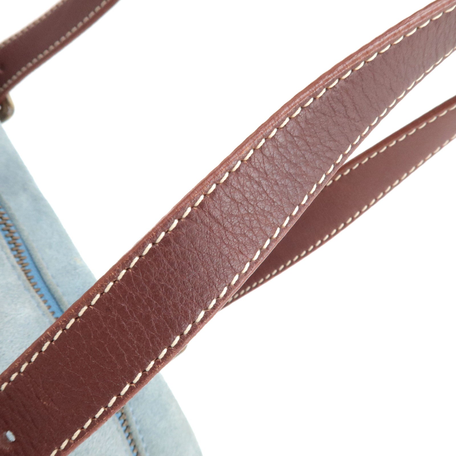 CELINE C Macadam Suede Leather Shoulder Bag Blue Brown