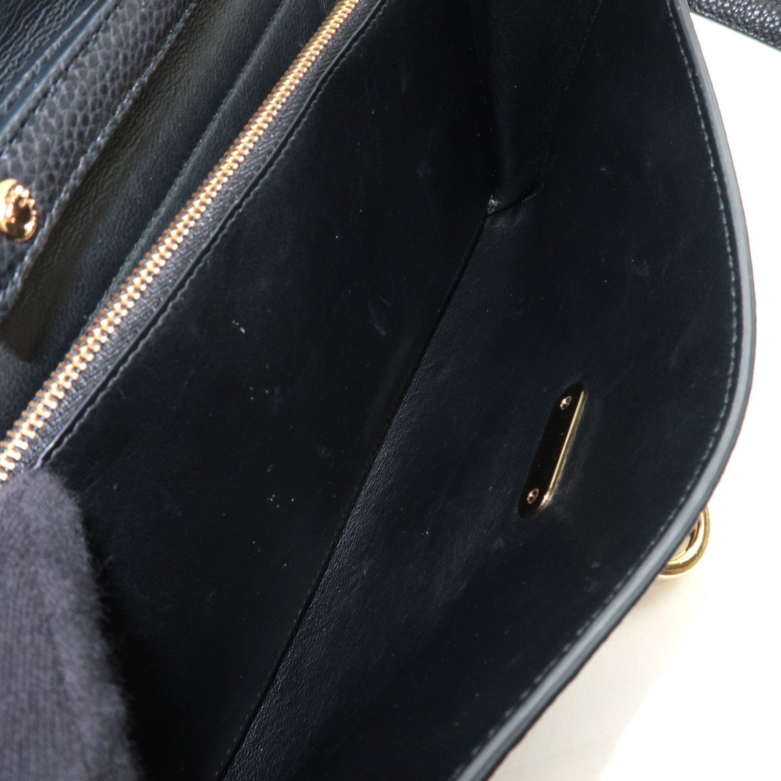 Ferragamo Gancini 2Way Leather Shoulder Bag Black Gold HDW