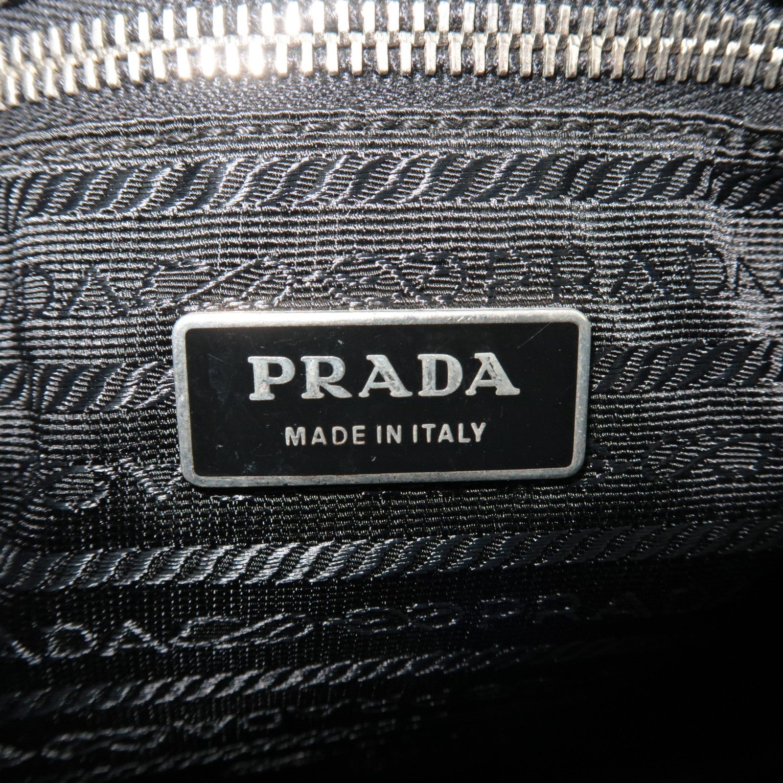 PRADA Shoulder Bag Nylon Leather Black *Name tag