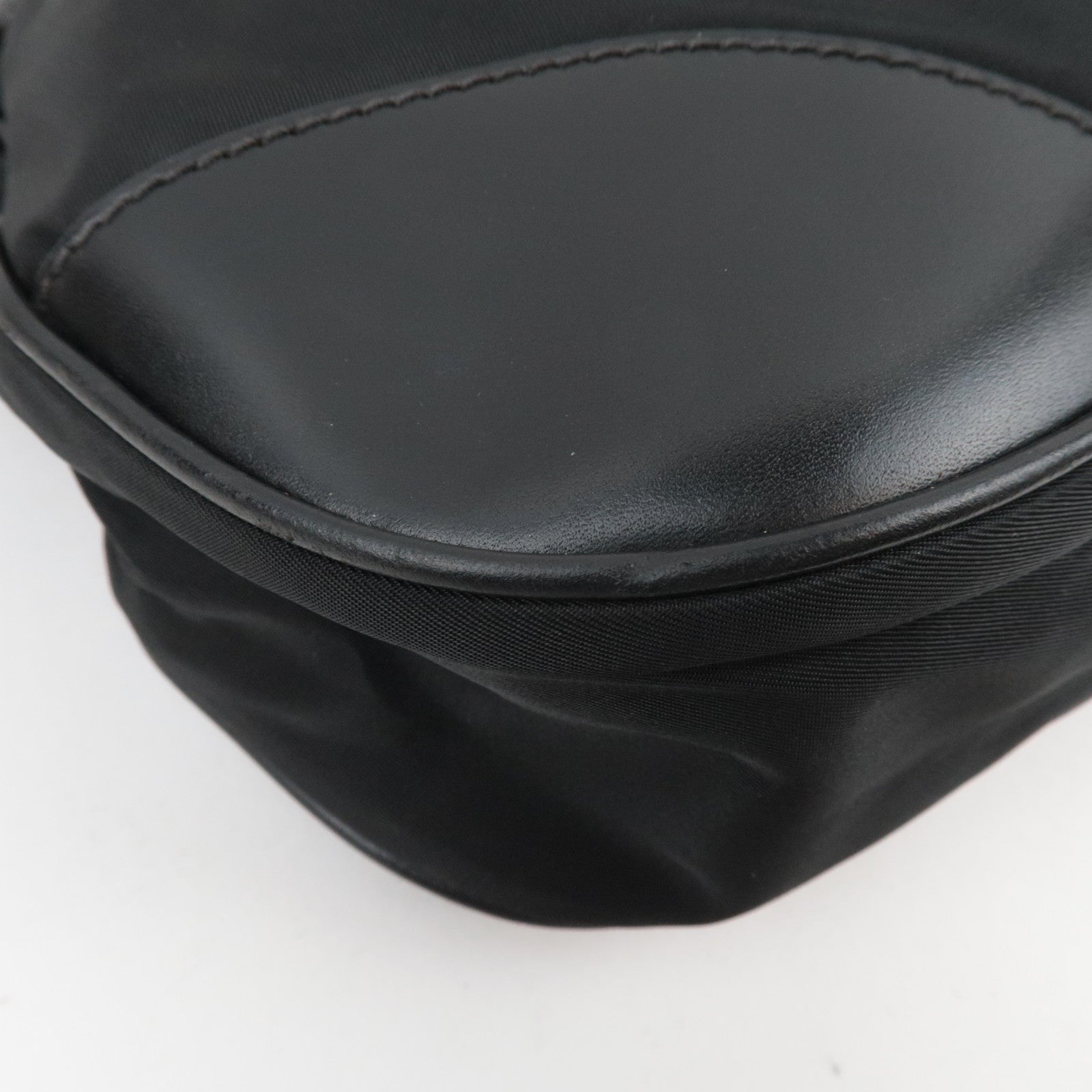 PRADA Shoulder Bag Nylon Leather Black *Name tag