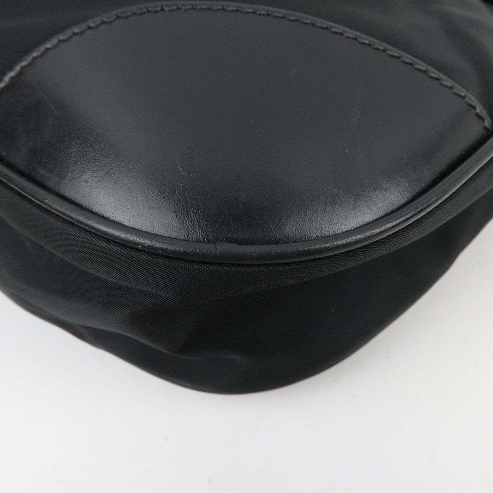 PRADA Shoulder Bag Nylon Leather Black *Name tag