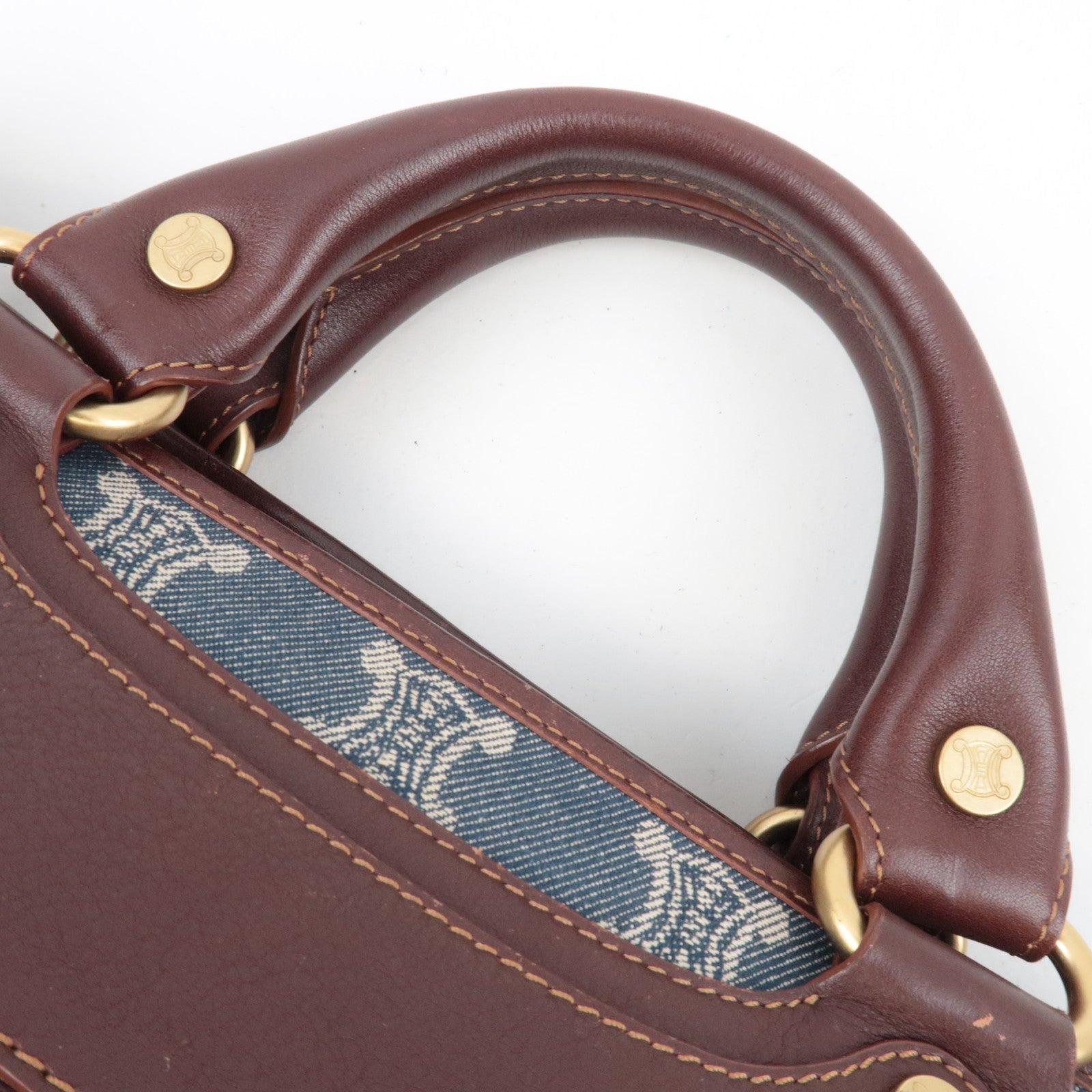 CELINE Macadam Boogie Denim Leather Hand Bag Blue