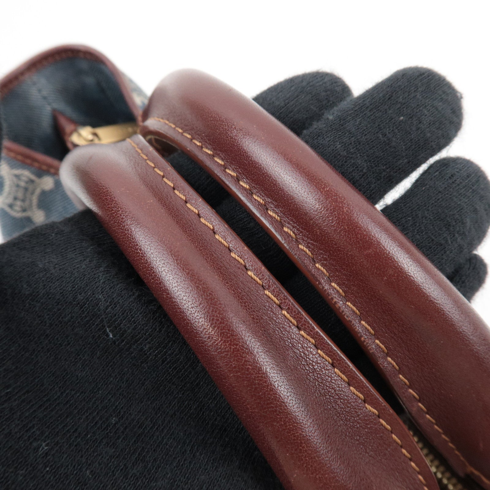 CELINE Macadam Boogie Denim Leather Hand Bag Blue