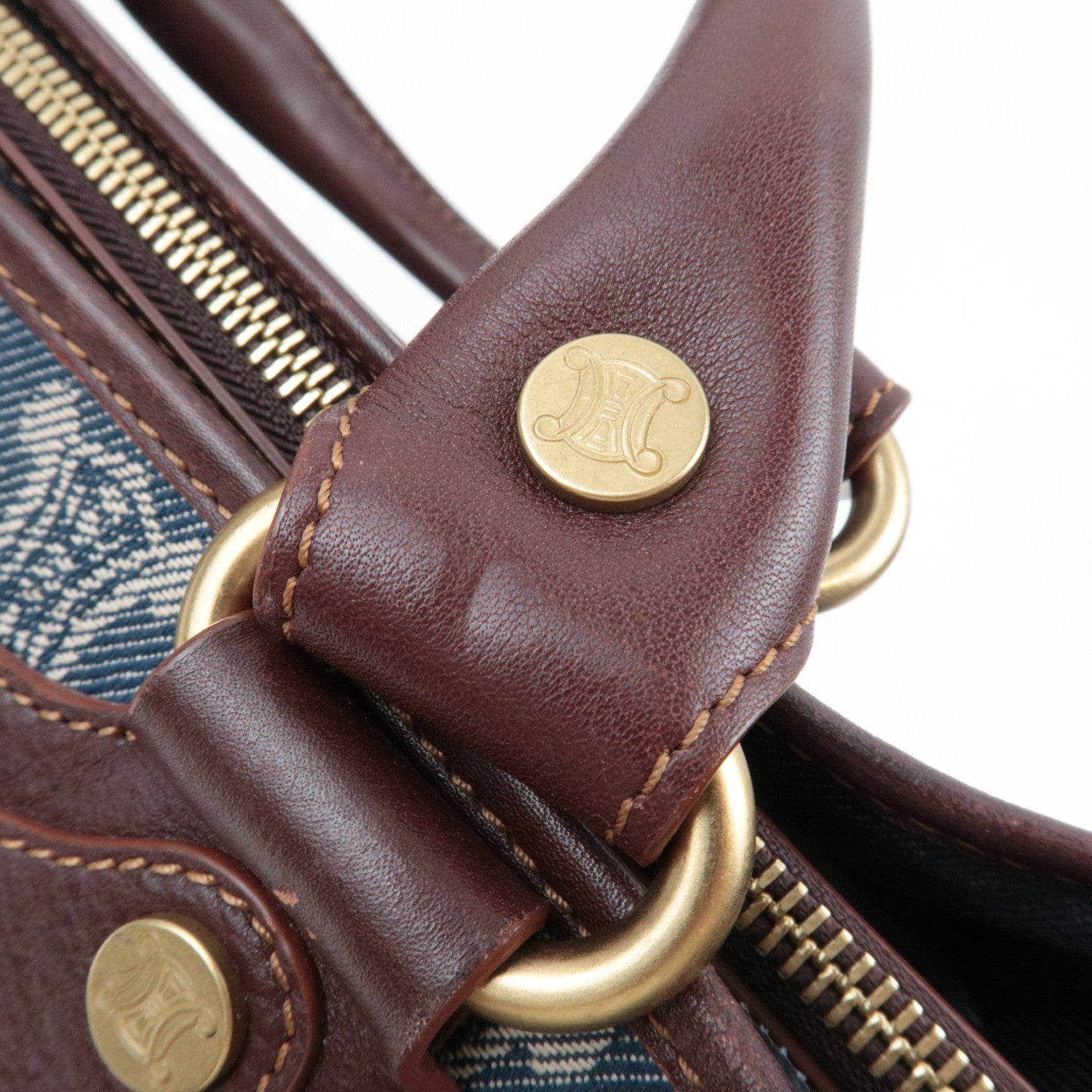 CELINE Macadam Boogie Denim Leather Hand Bag Blue