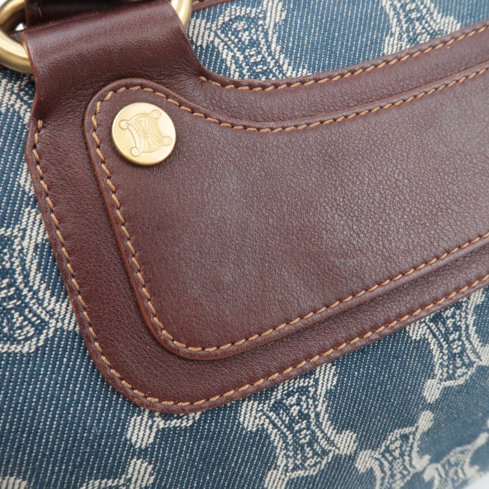 CELINE Macadam Boogie Denim Leather Hand Bag Blue