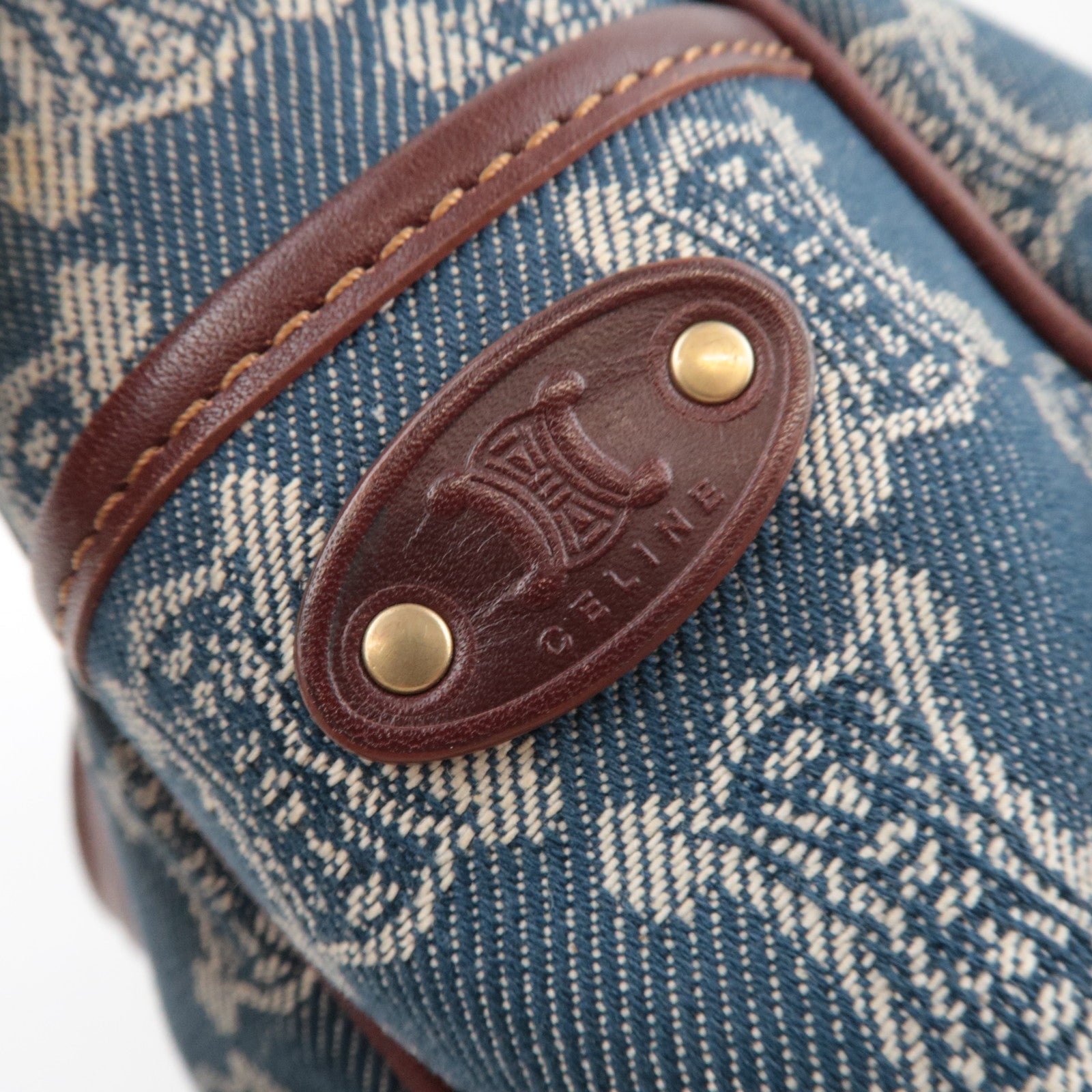 CELINE Macadam Boogie Denim Leather Hand Bag Blue