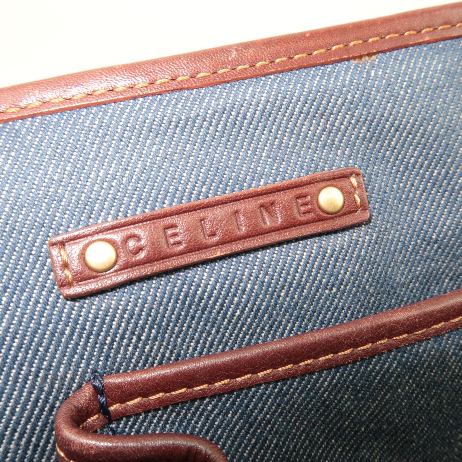 CELINE Macadam Boogie Denim Leather Hand Bag Blue