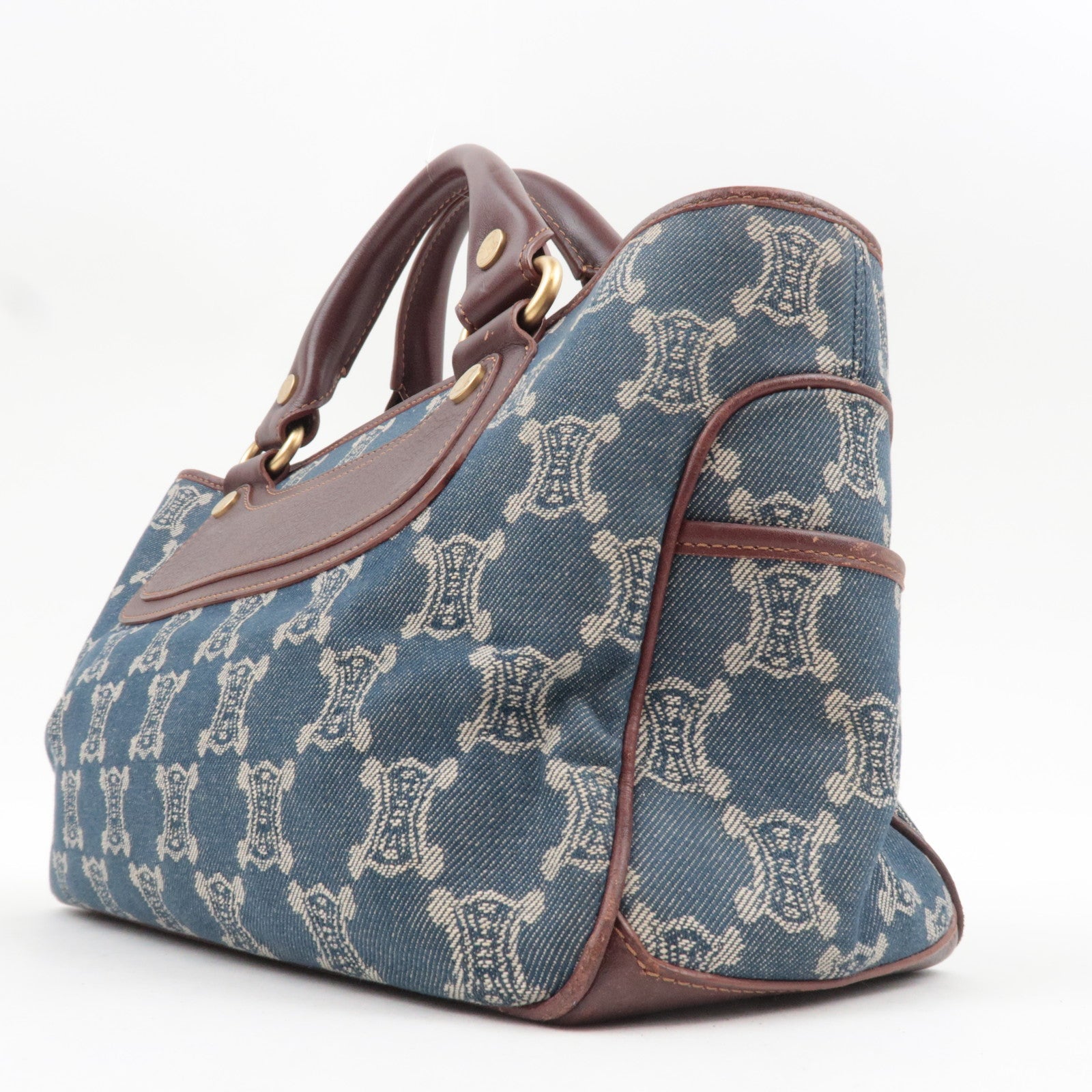 CELINE Macadam Boogie Denim Leather Hand Bag Blue
